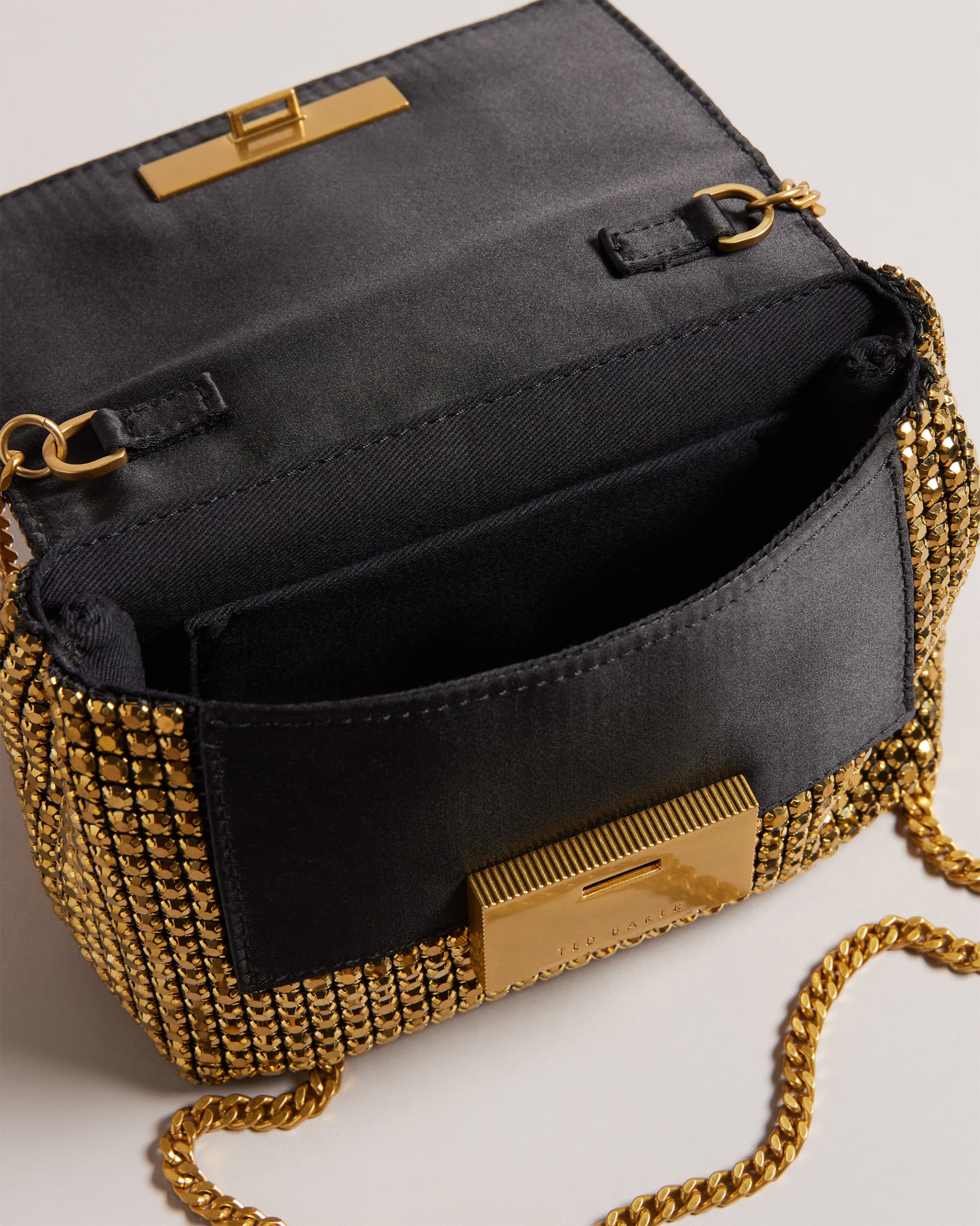 Gliters Crystal Mini Cross Body Bag Gold - Image 4