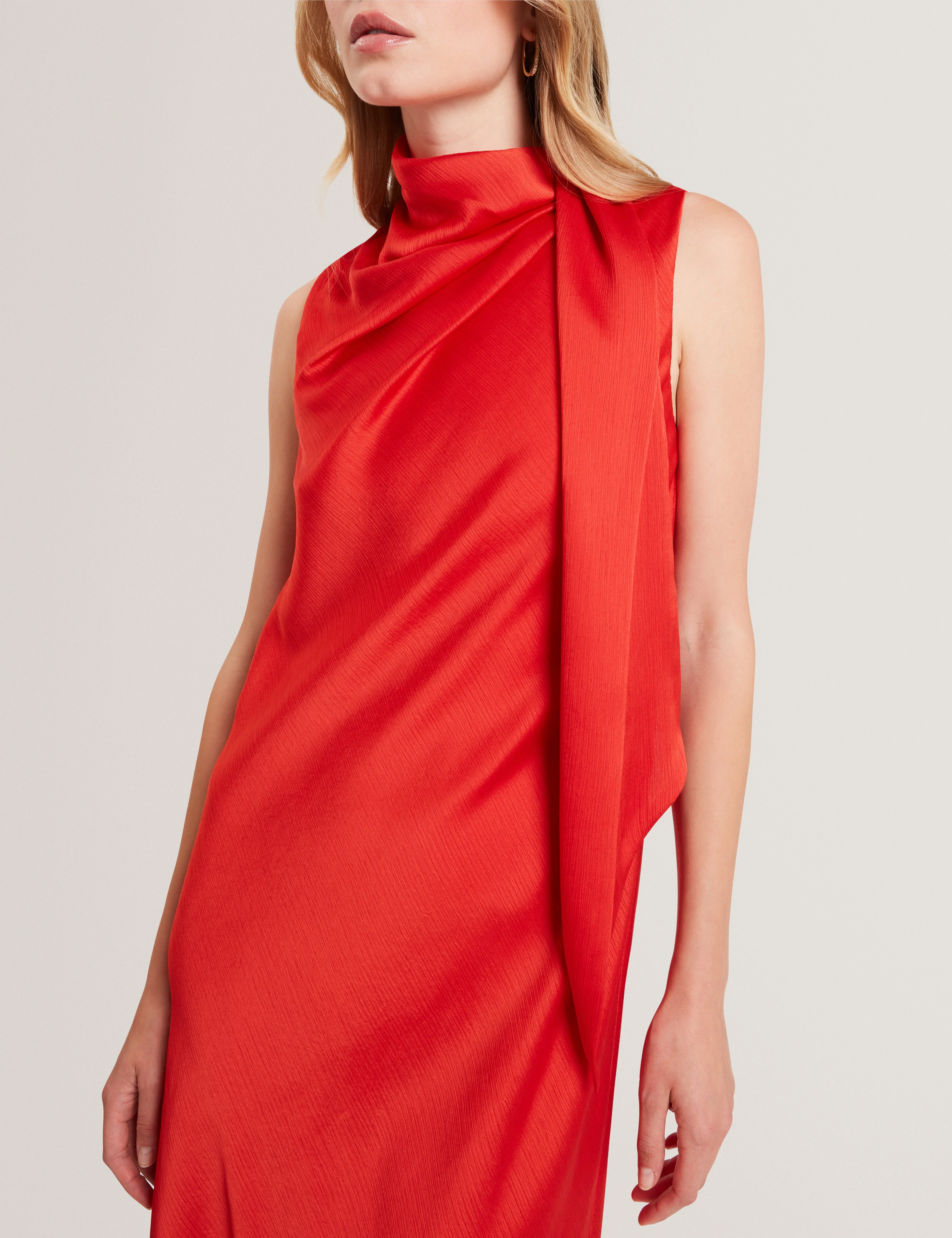 Goana Sleeveless Neck Tie Midi Dress Bur-Orange - Image 4