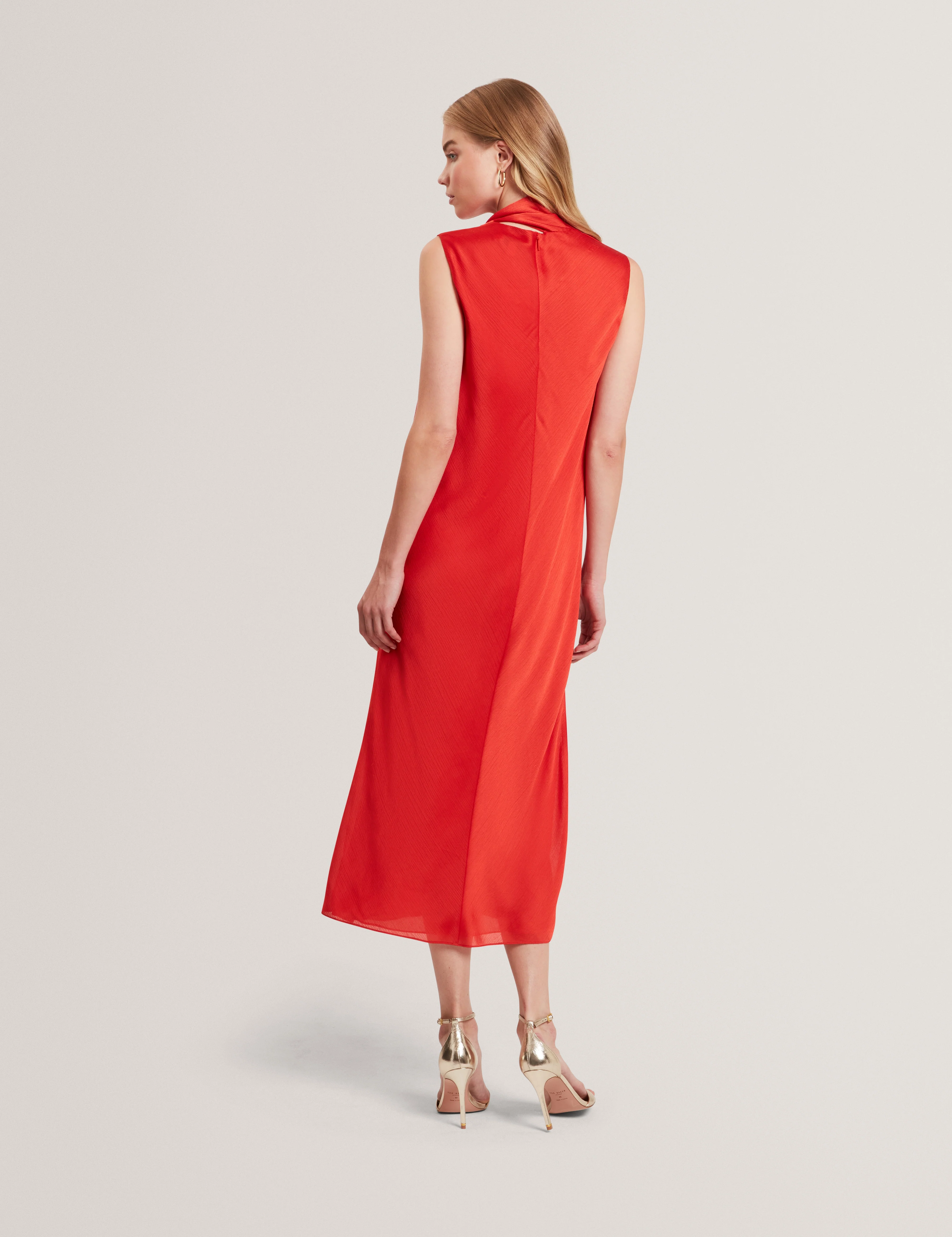Goana Sleeveless Neck Tie Midi Dress Bur-Orange - Image 5