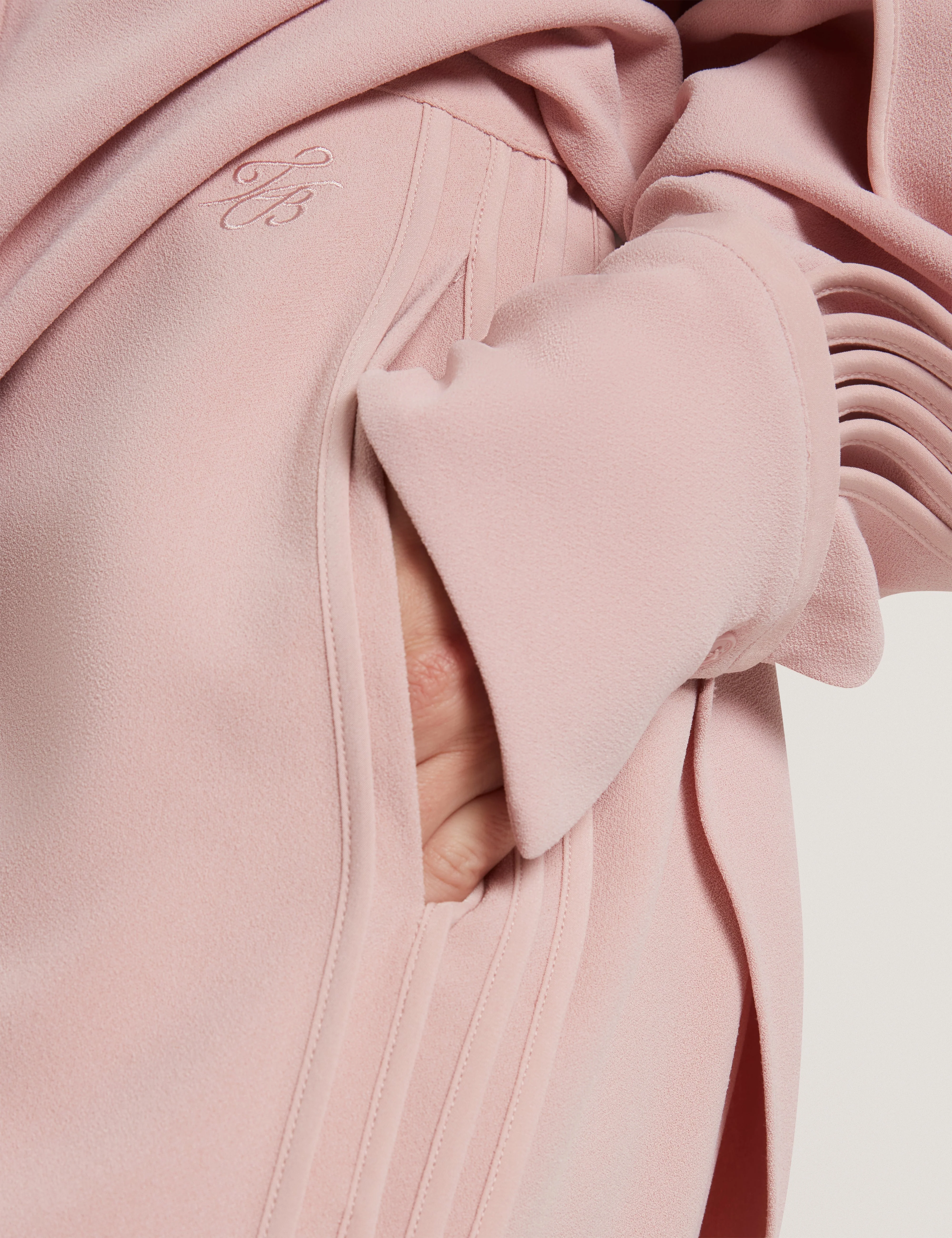 Gorjja Piping Detail Wide Leg Crepe Trouser Dusky-Pink - Image 4