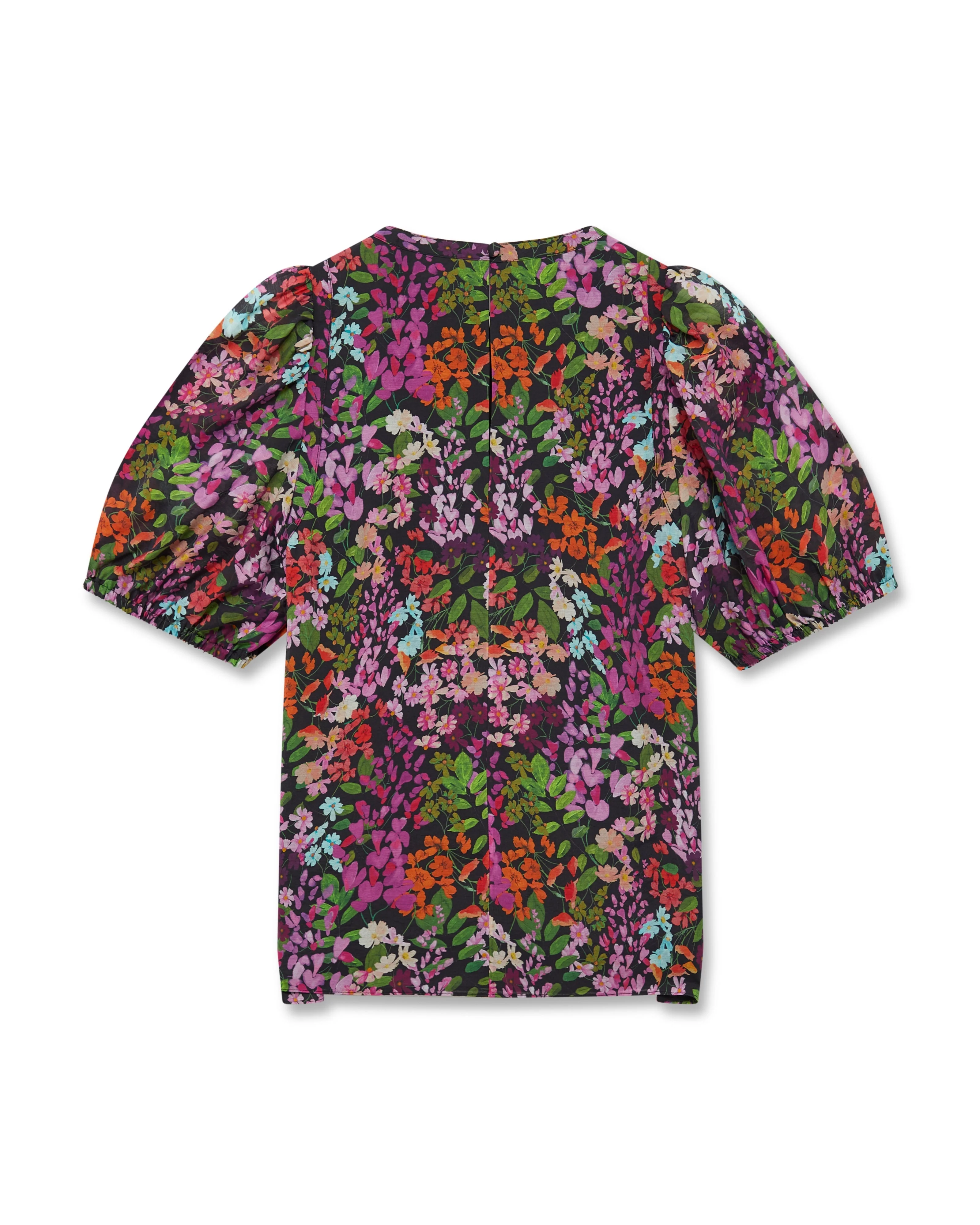 Hahtie Printed Puff Sleeve Top Black - Image 2