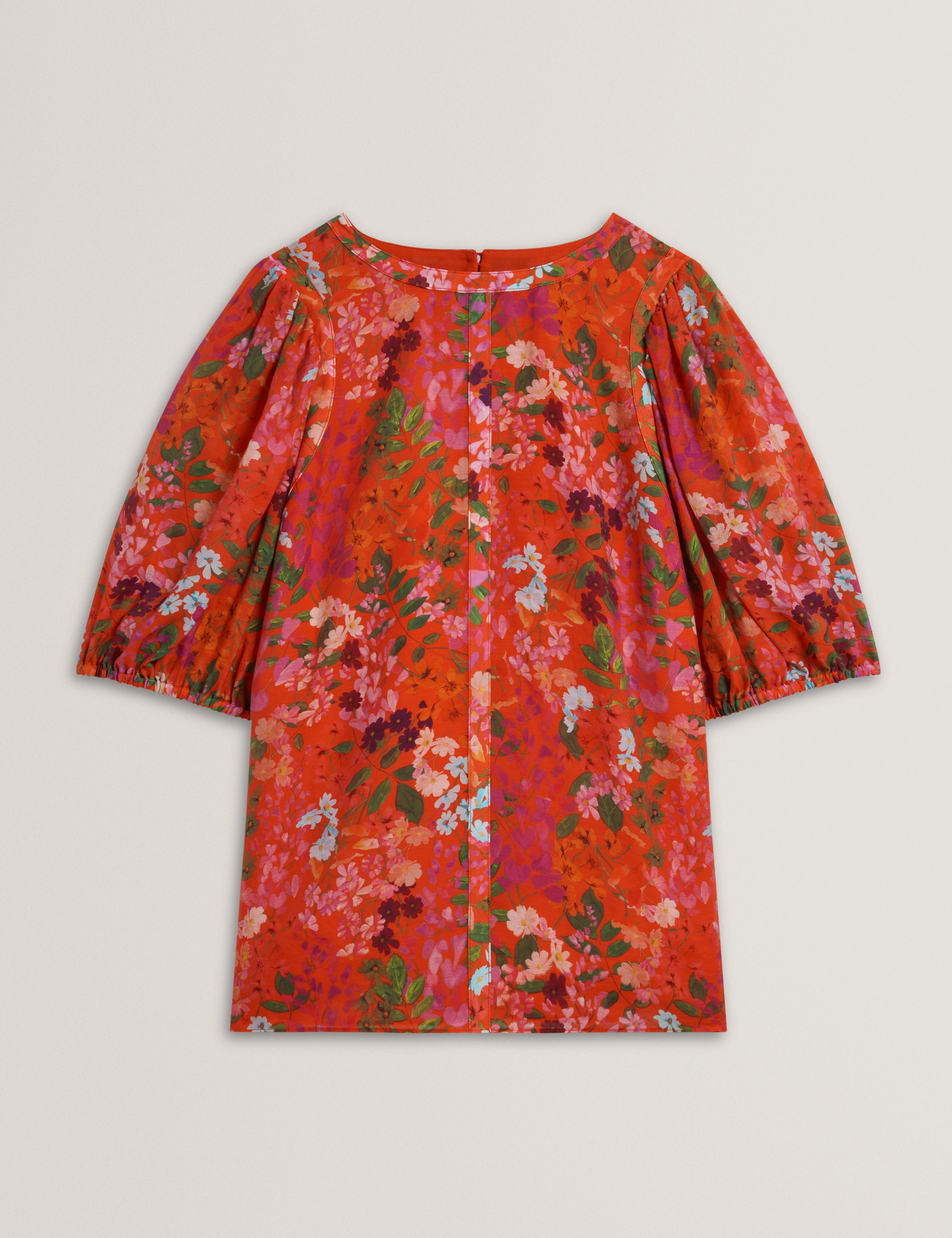 Hahtie Printed Puff Sleeve Top Red - Image 8