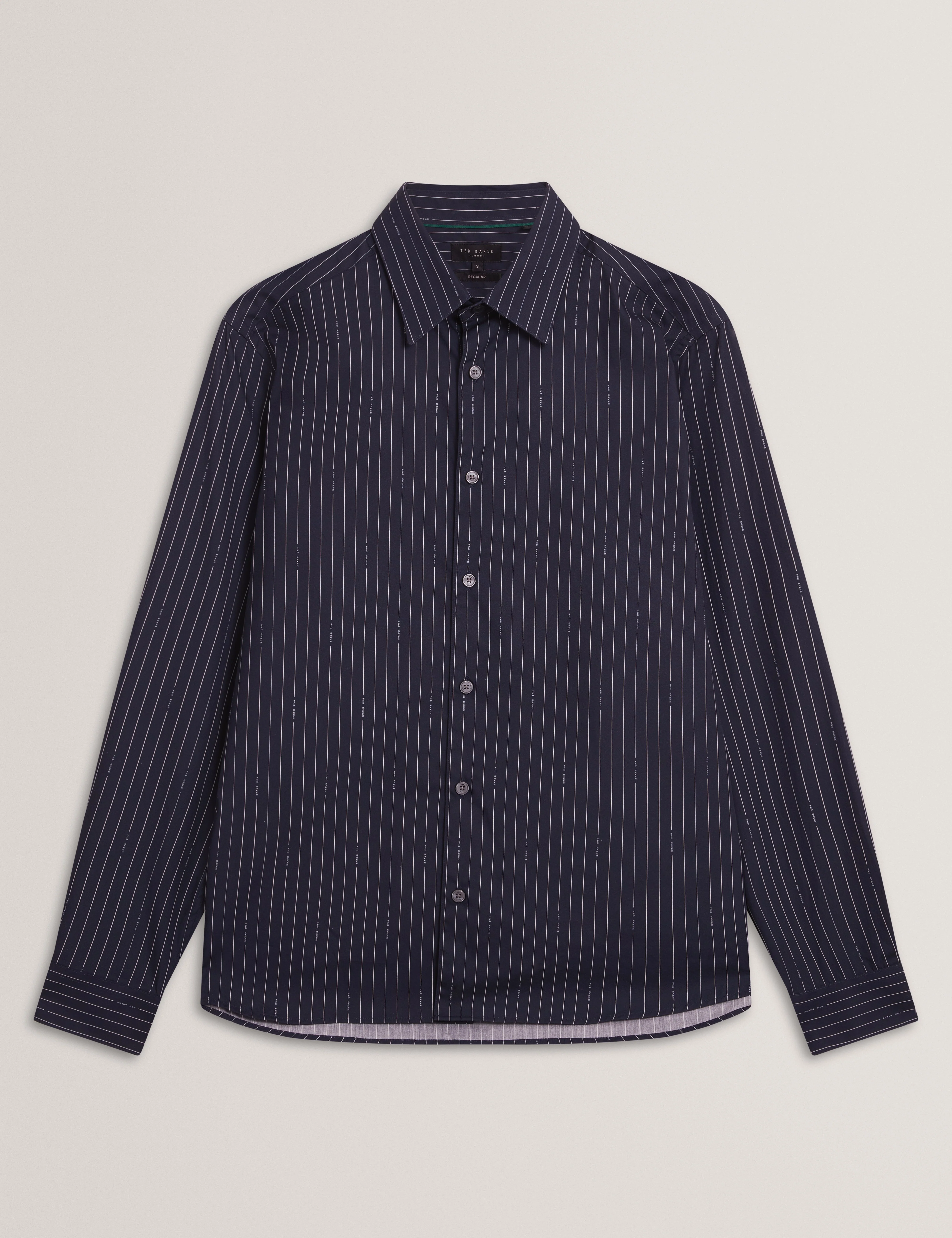 Hangent Ls Regular Fit Branded Stripe Print Shir Navy - Image 6