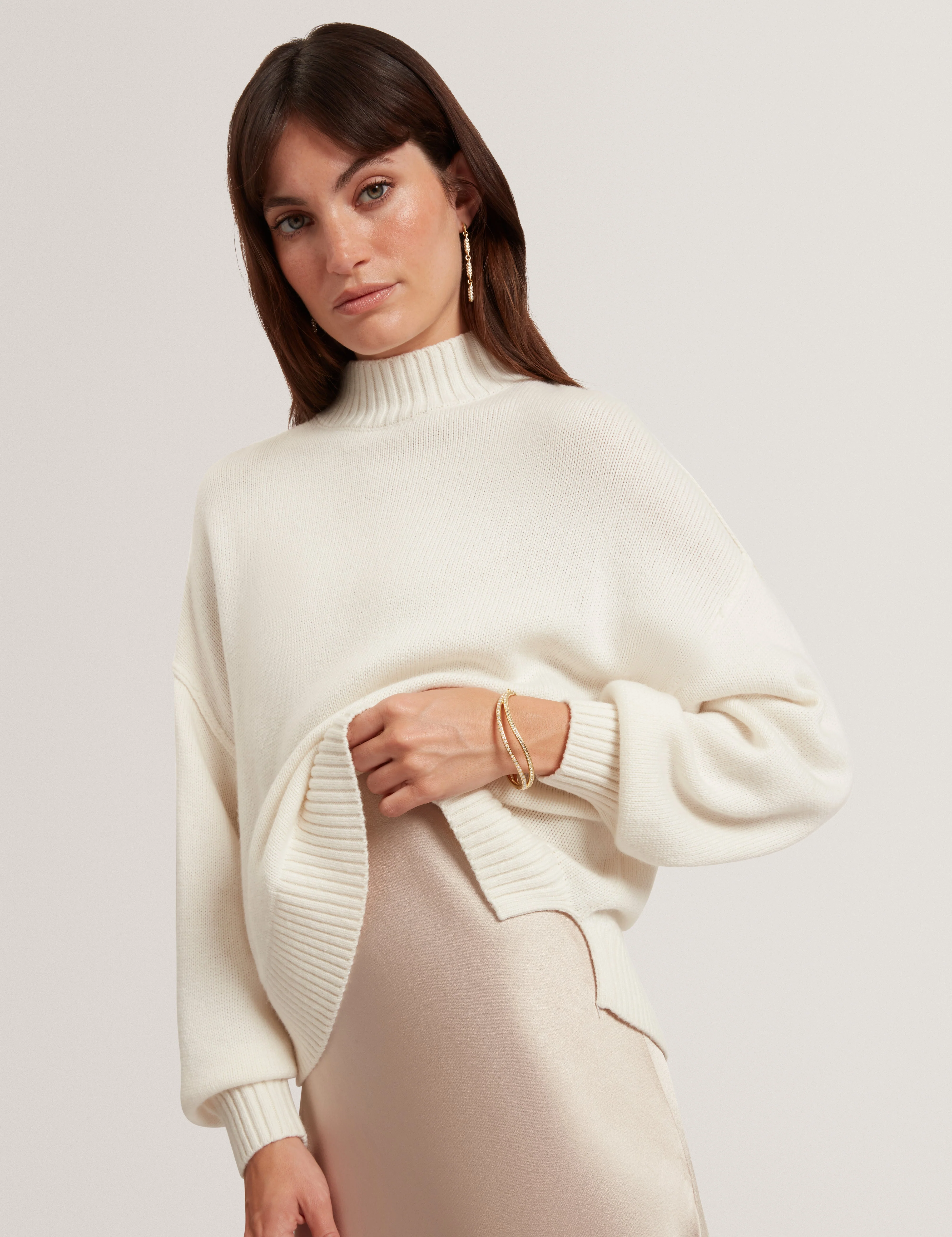 Harisa 2 In 1 Knitted Jumper With Slip Dress Natural - Image 4