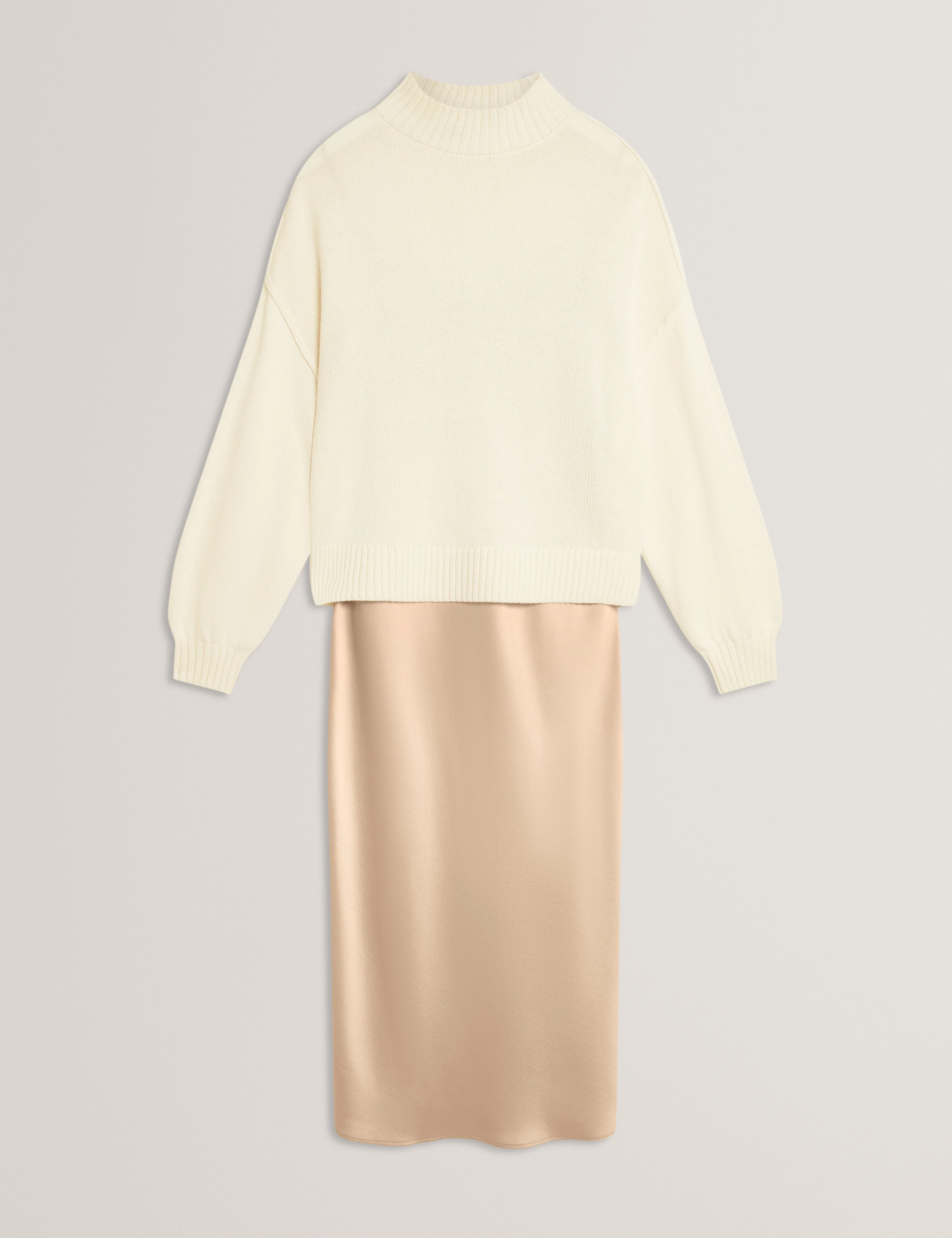 Harisa 2 In 1 Knitted Jumper With Slip Dress Natural - Image 7