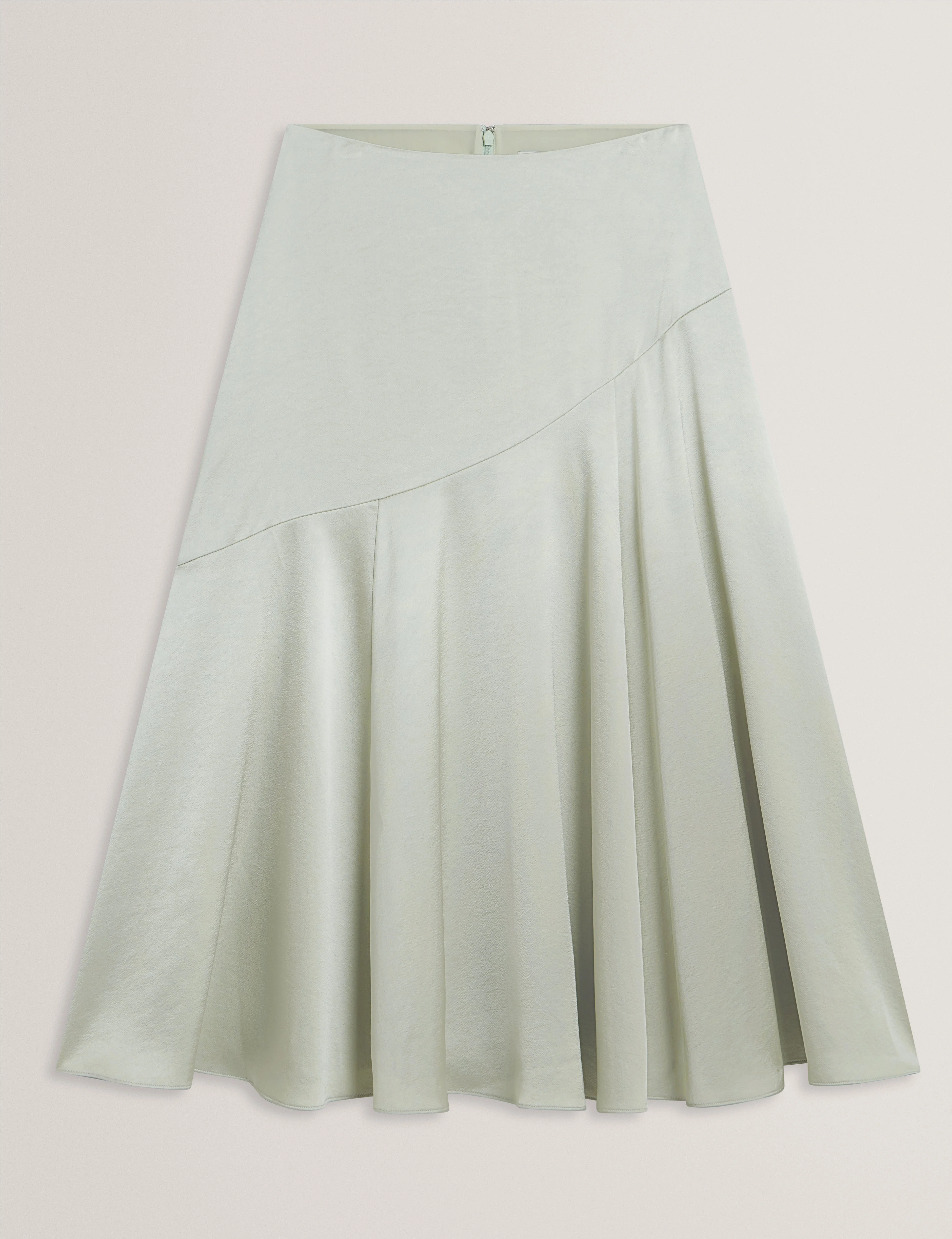 Harlah Midi Skirt With Diagonal Seam Detail Mid-Green - Image 7