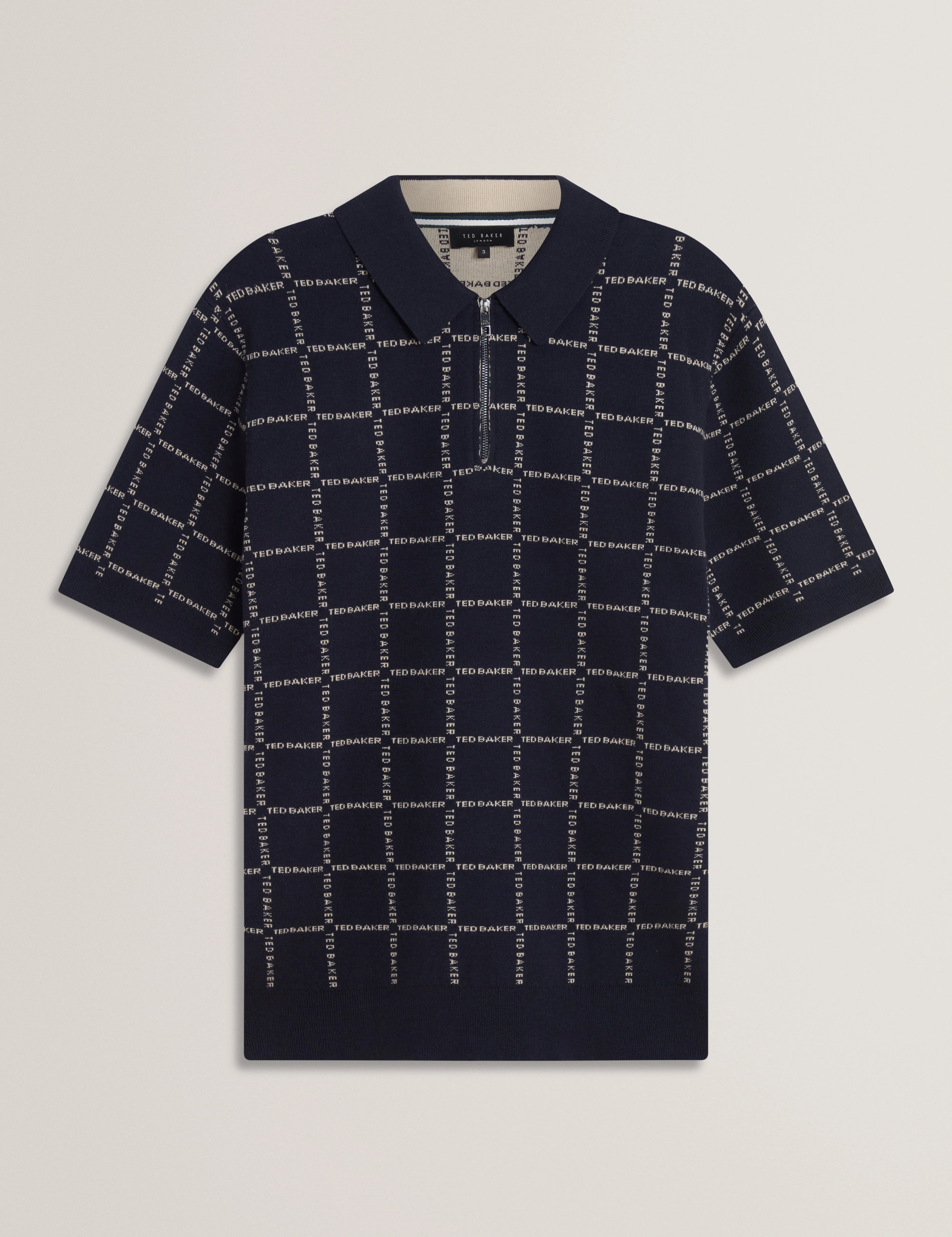 Harlens Short Sleeve Branded Check Polo Navy - Image 7