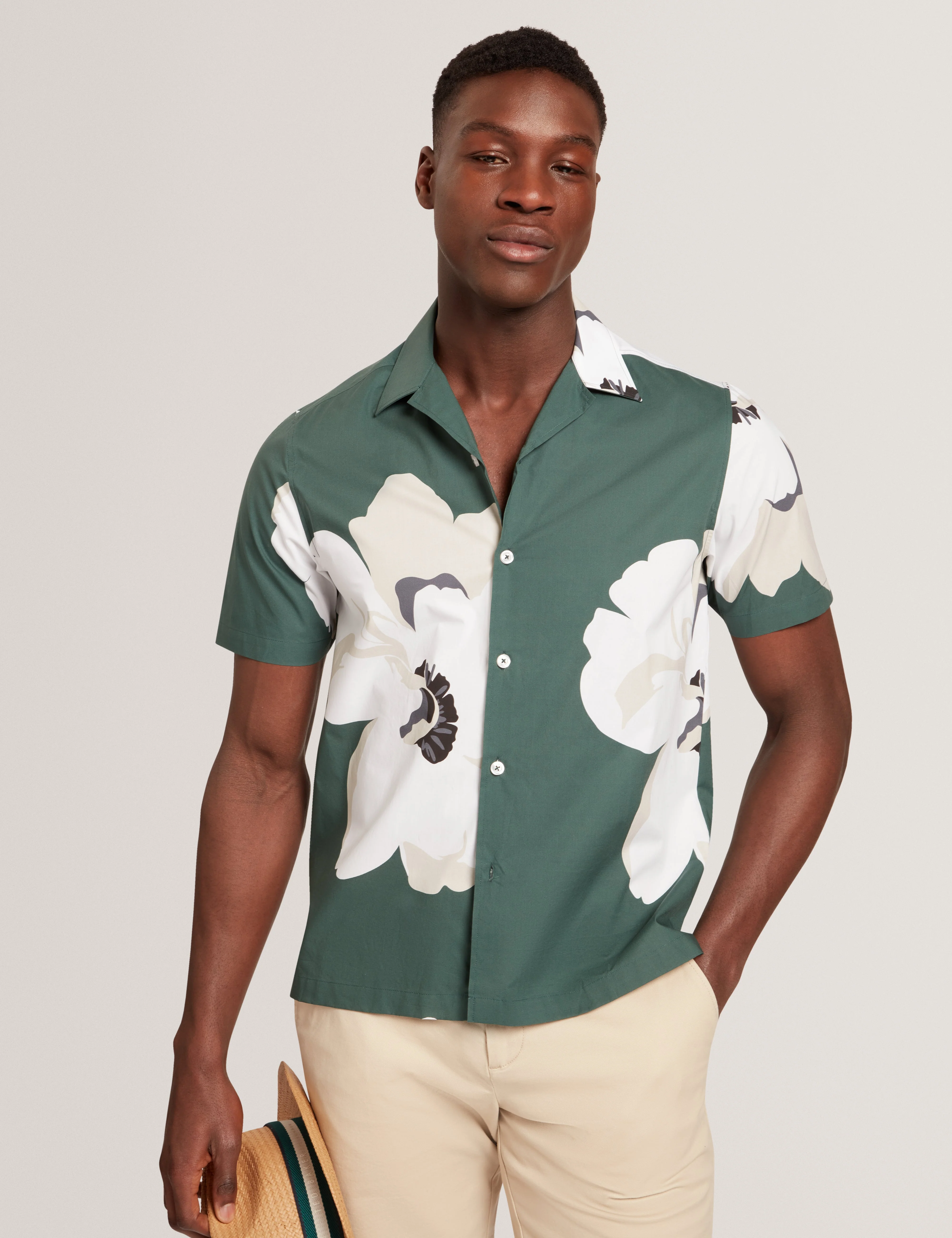 Hebbden Short Sleeve Relaxed Floral Shirt Dk-Green - Image 4
