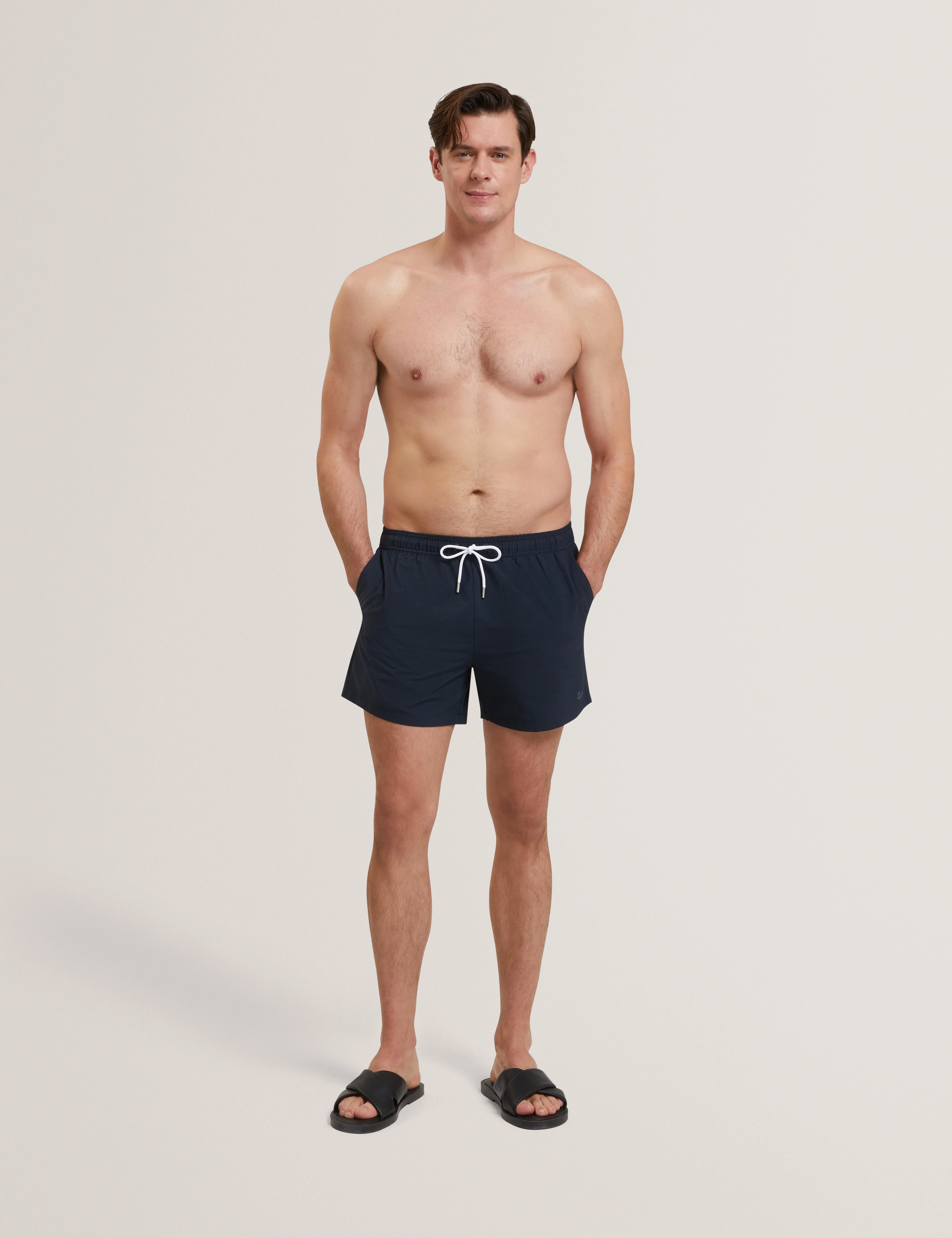 Heffner Seersucker Swim Short Navy - Image 3