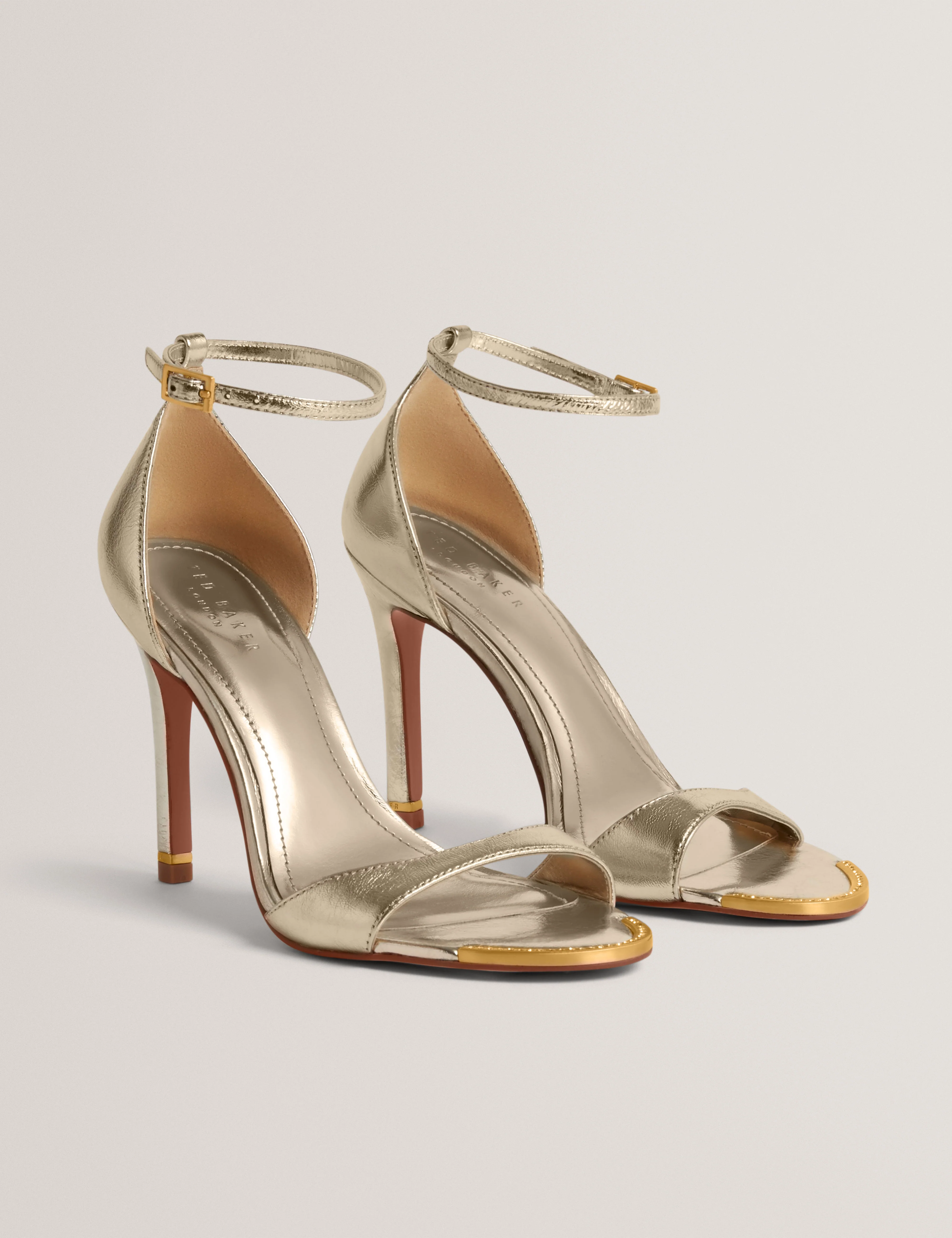 Helliy Leather Heeled Sandal Gold - Image 4