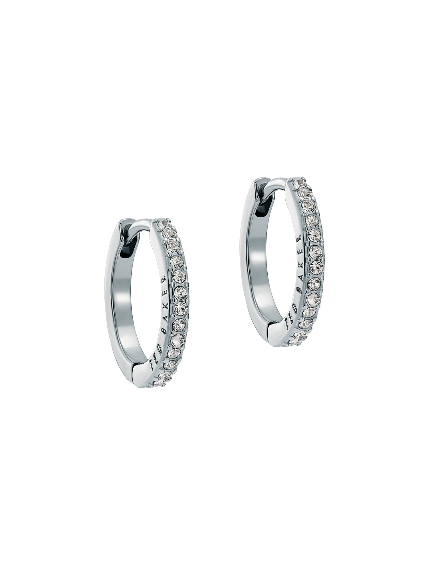 Heplie Crystal Hoop Earrings (14Mm) Silver - Image 4