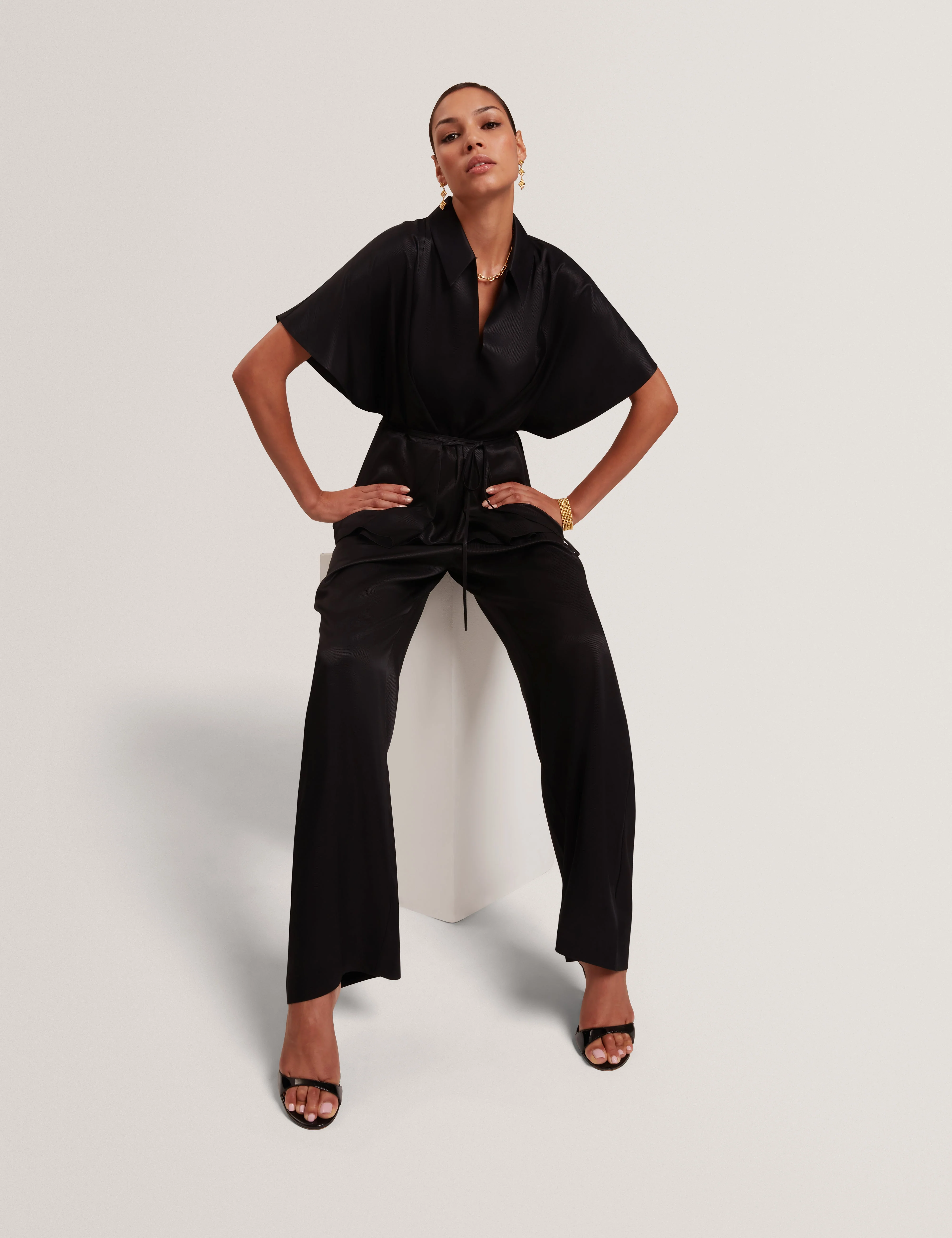 Herria Straight Leg Elastic Back Trouser Black - Image 6