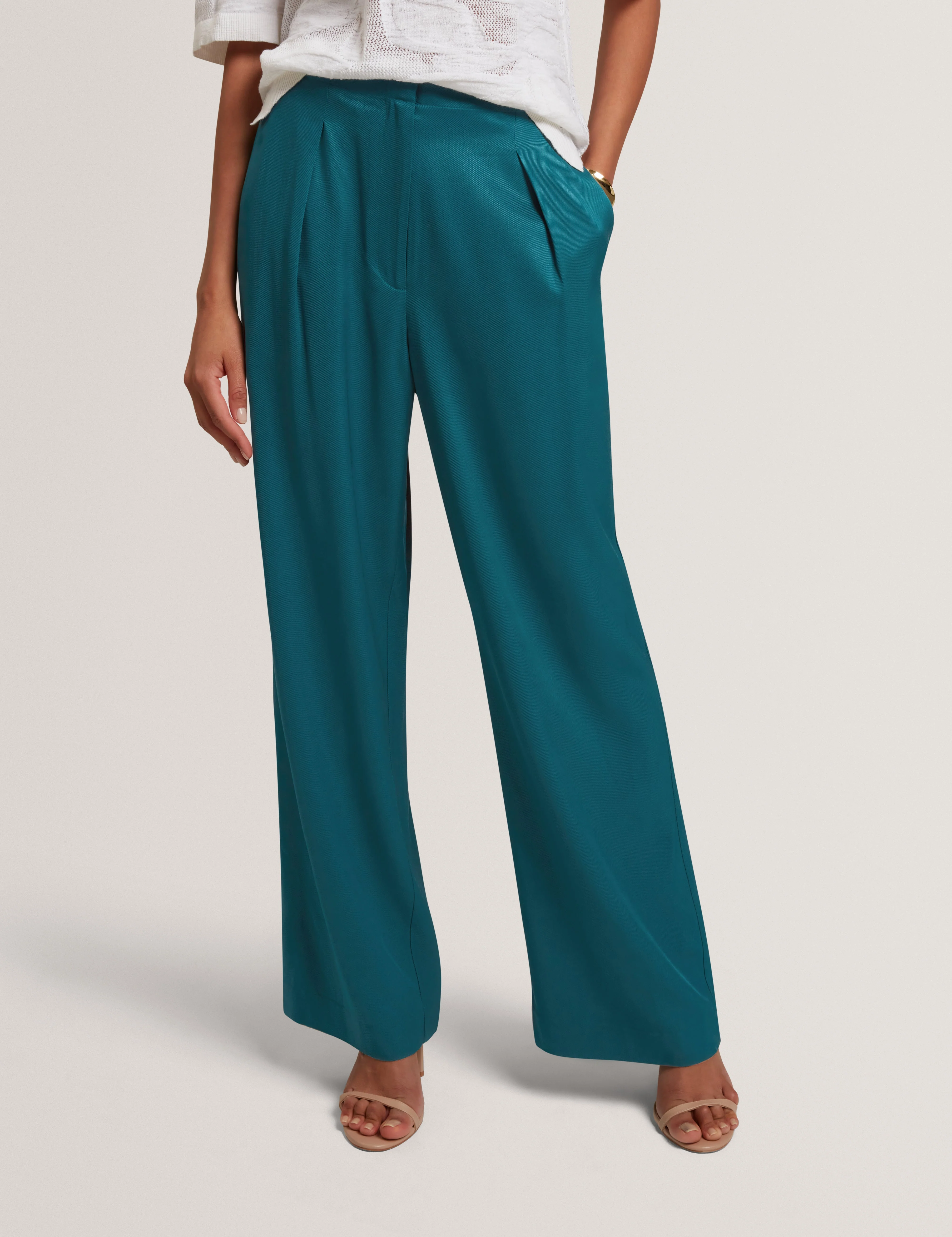 Herria Straight Leg Elastic Back Trouser Teal-Blue - Image 2