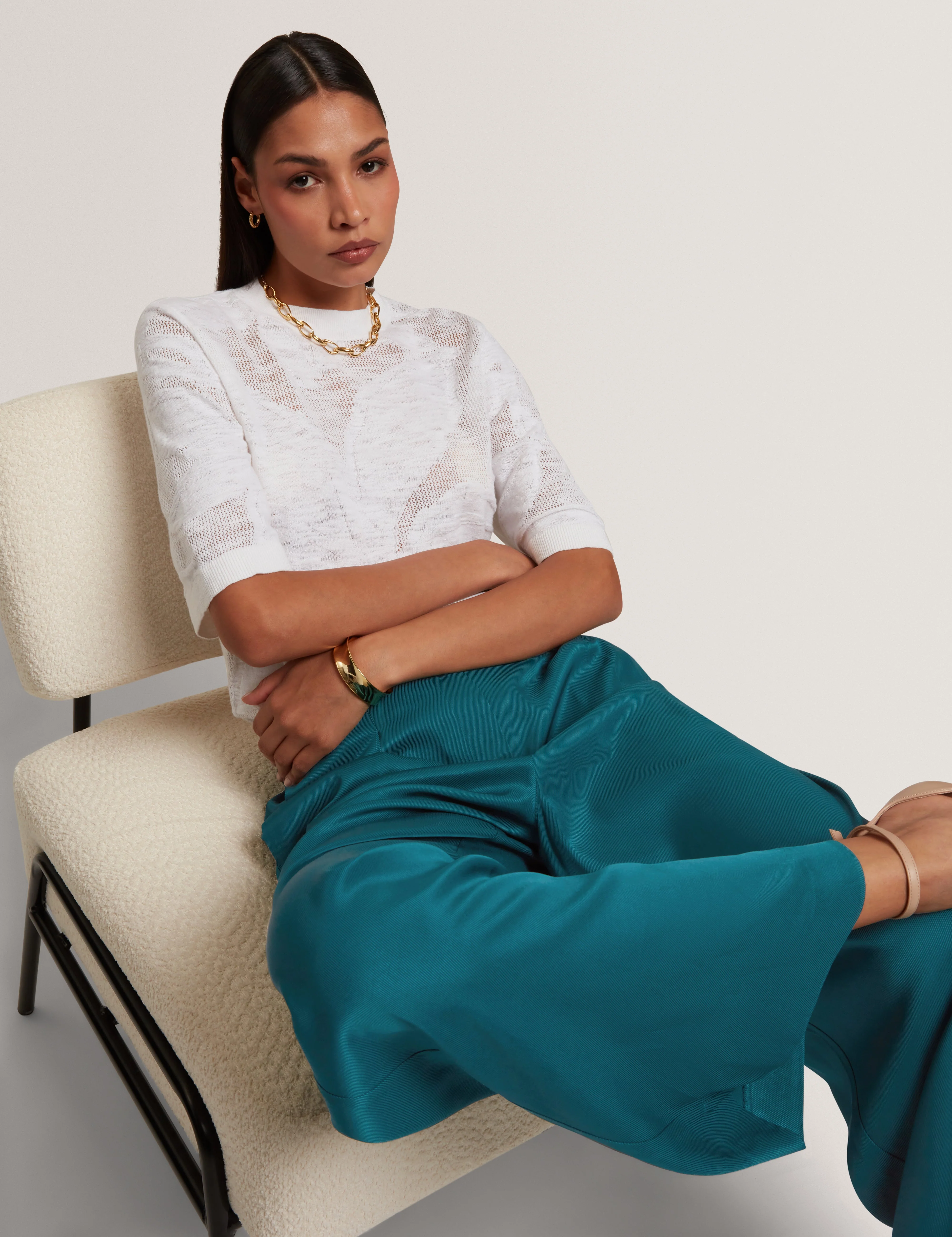 Herria Straight Leg Elastic Back Trouser Teal-Blue - Image 6