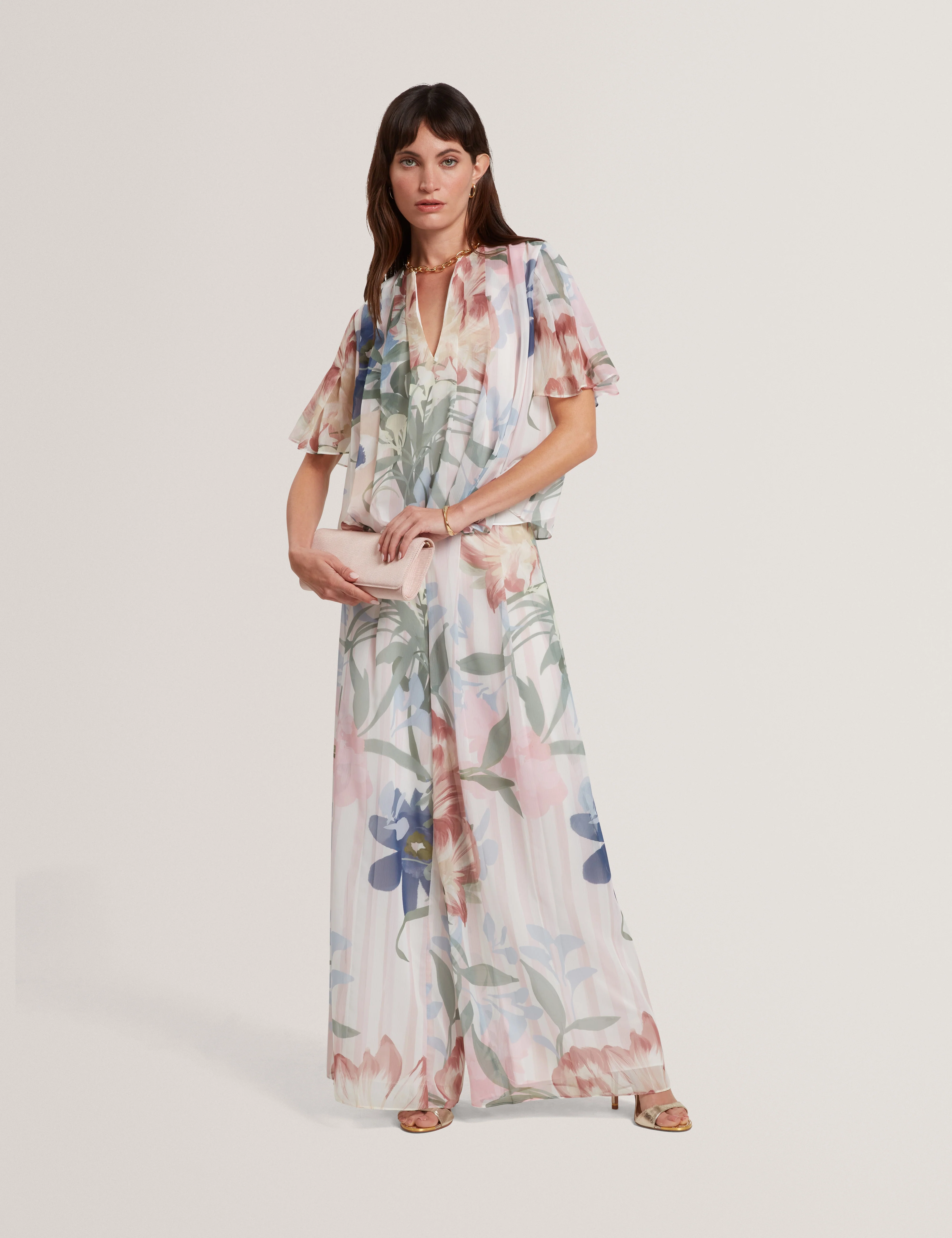 Hurta Printed Wide Leg Pleated Trouser Pink - Image 2