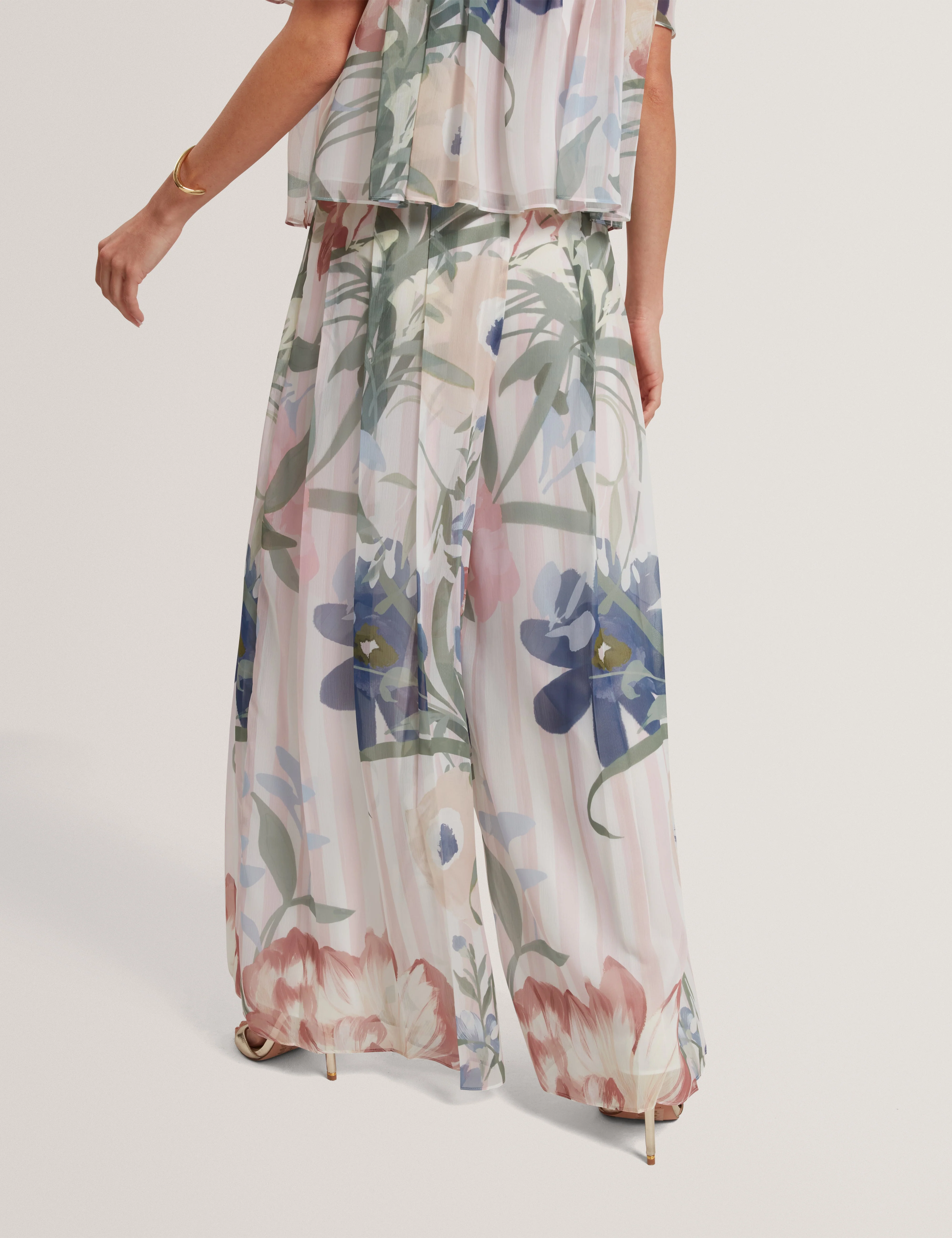 Hurta Printed Wide Leg Pleated Trouser Pink - Image 5
