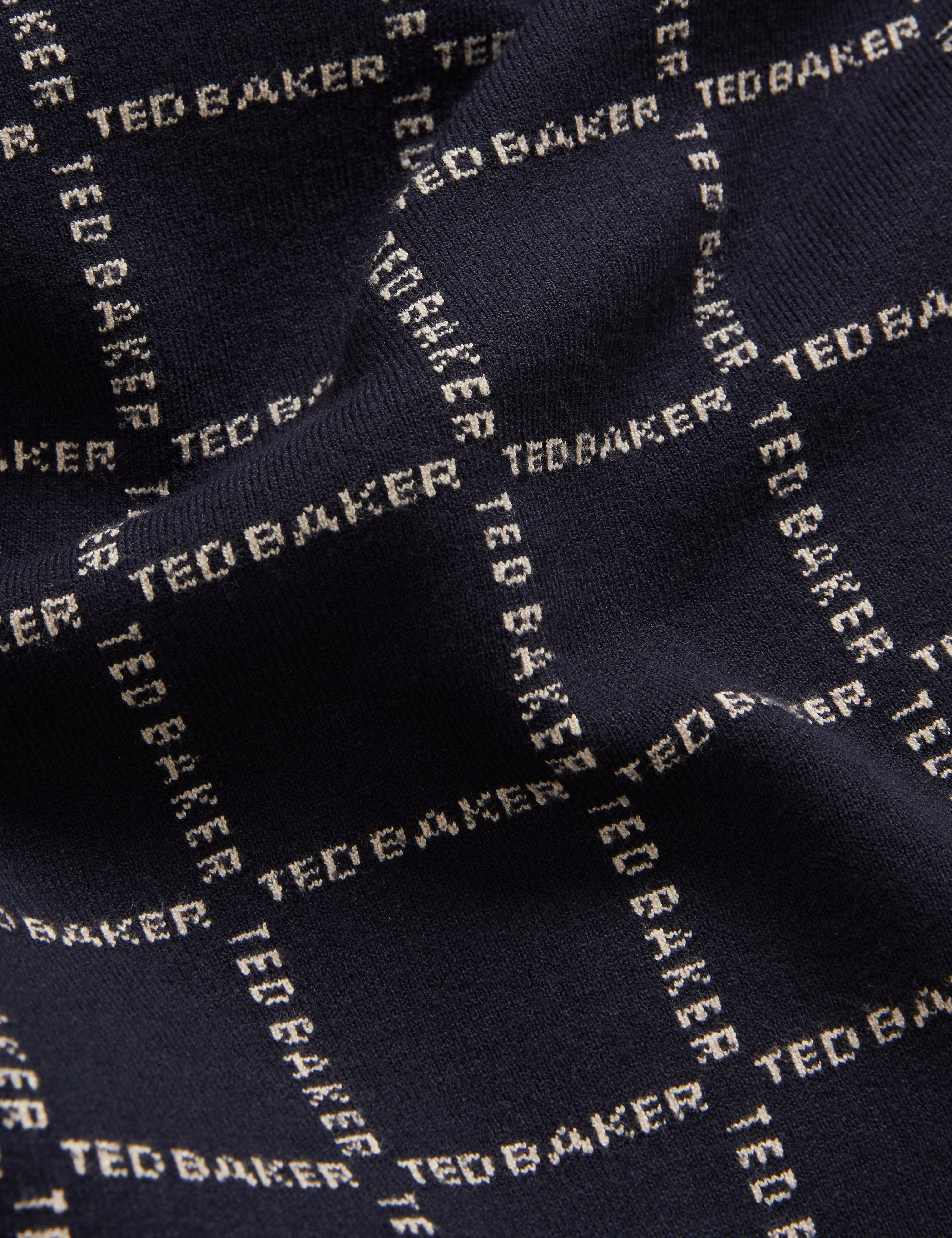 Hysand Short Sleeve Branded Check Crew Neck Navy - Image 5
