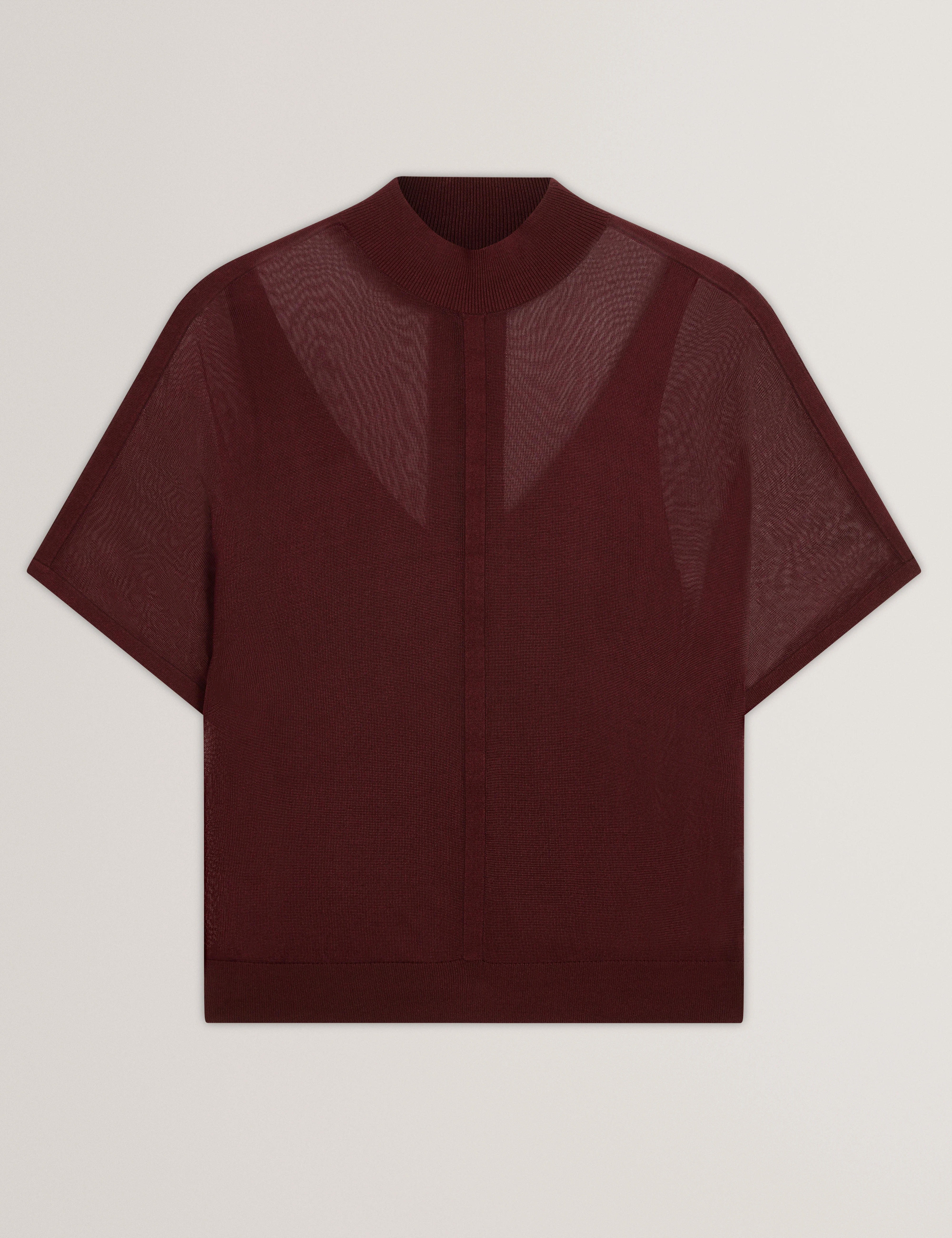 Ibissa Knitted Top With Sheer Detailing Oxblood - Image 7