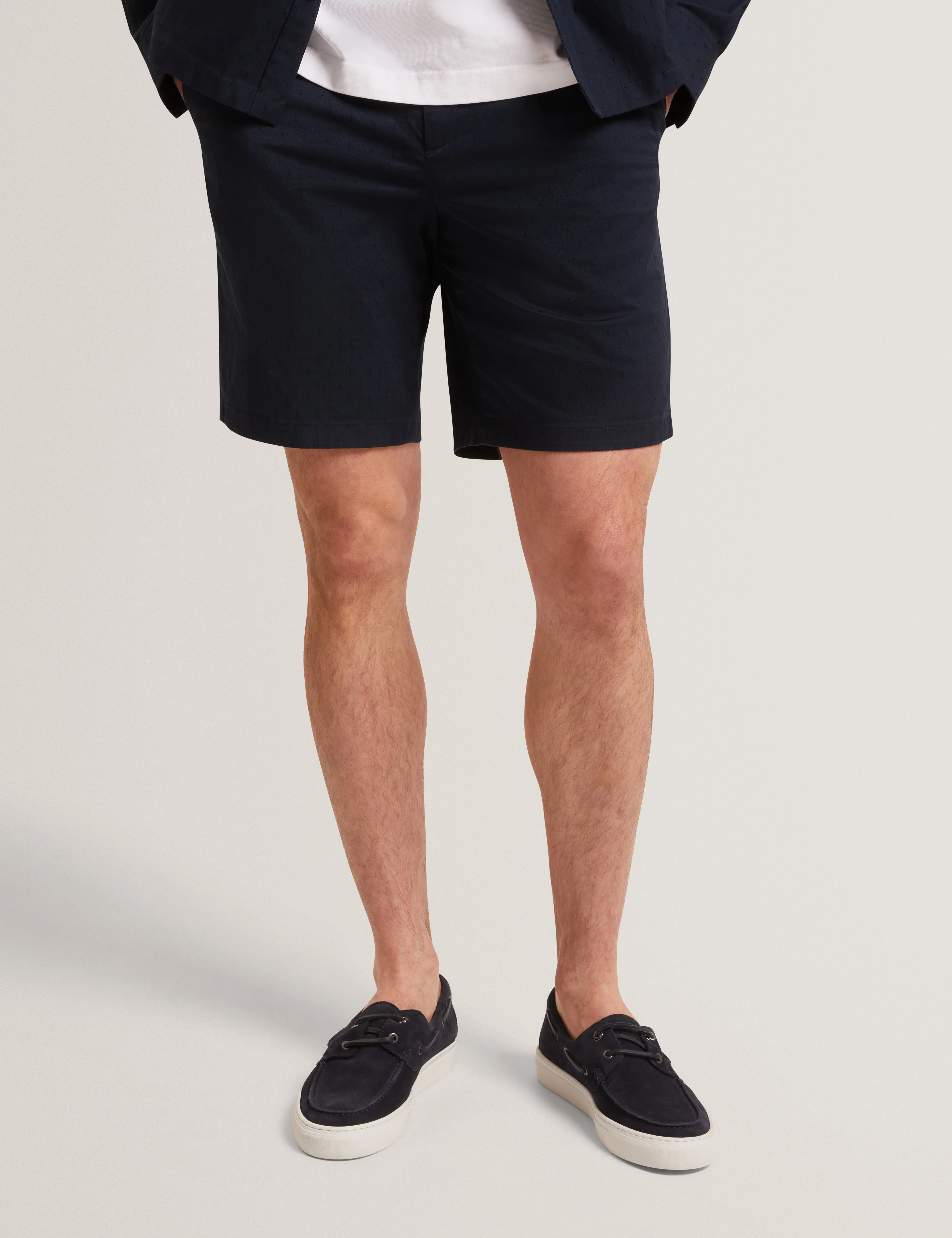 Illario Slim Textured Chino Short Navy - Image 3