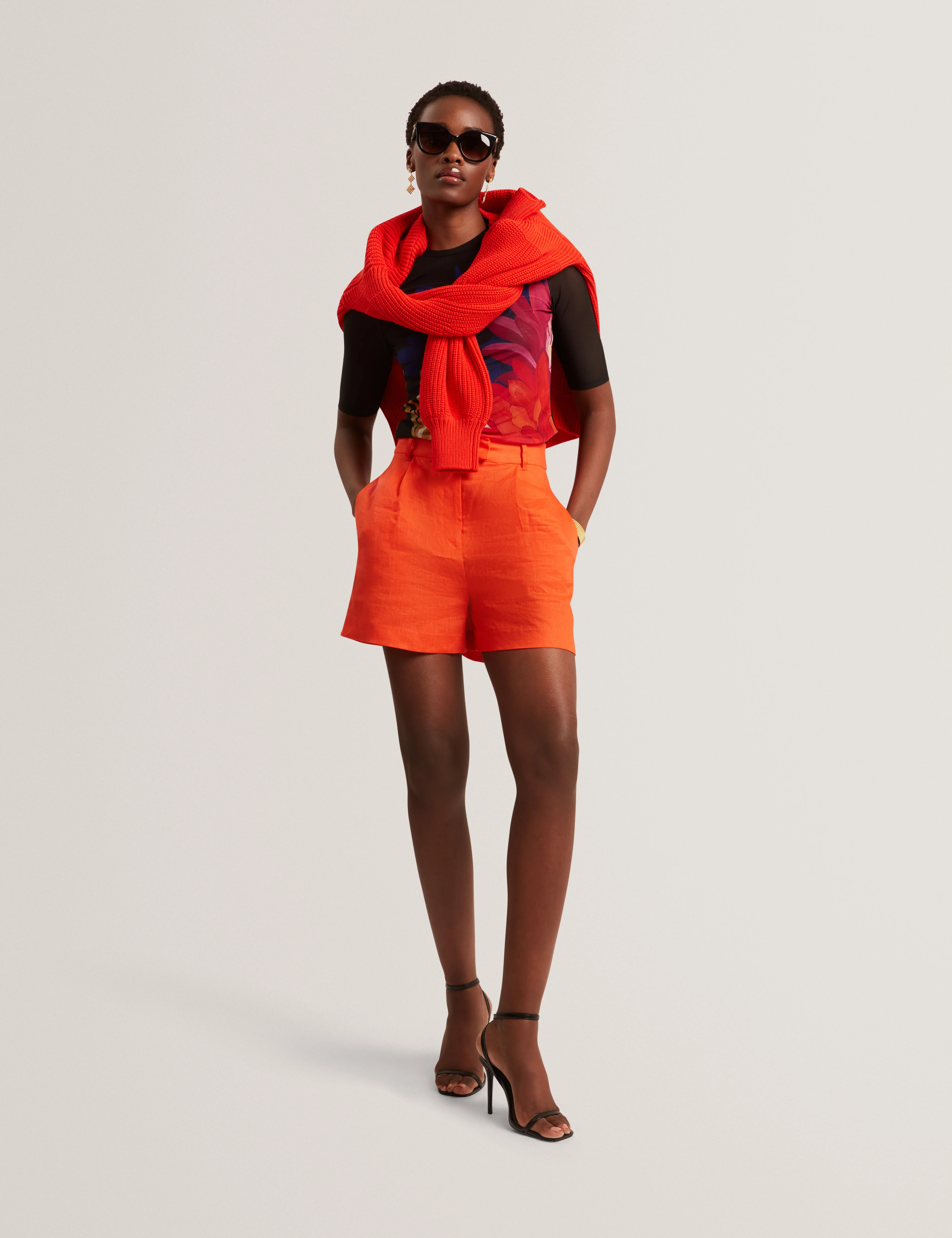 Ilussa Printed Mesh Half Sleeve Top Black - Image 5