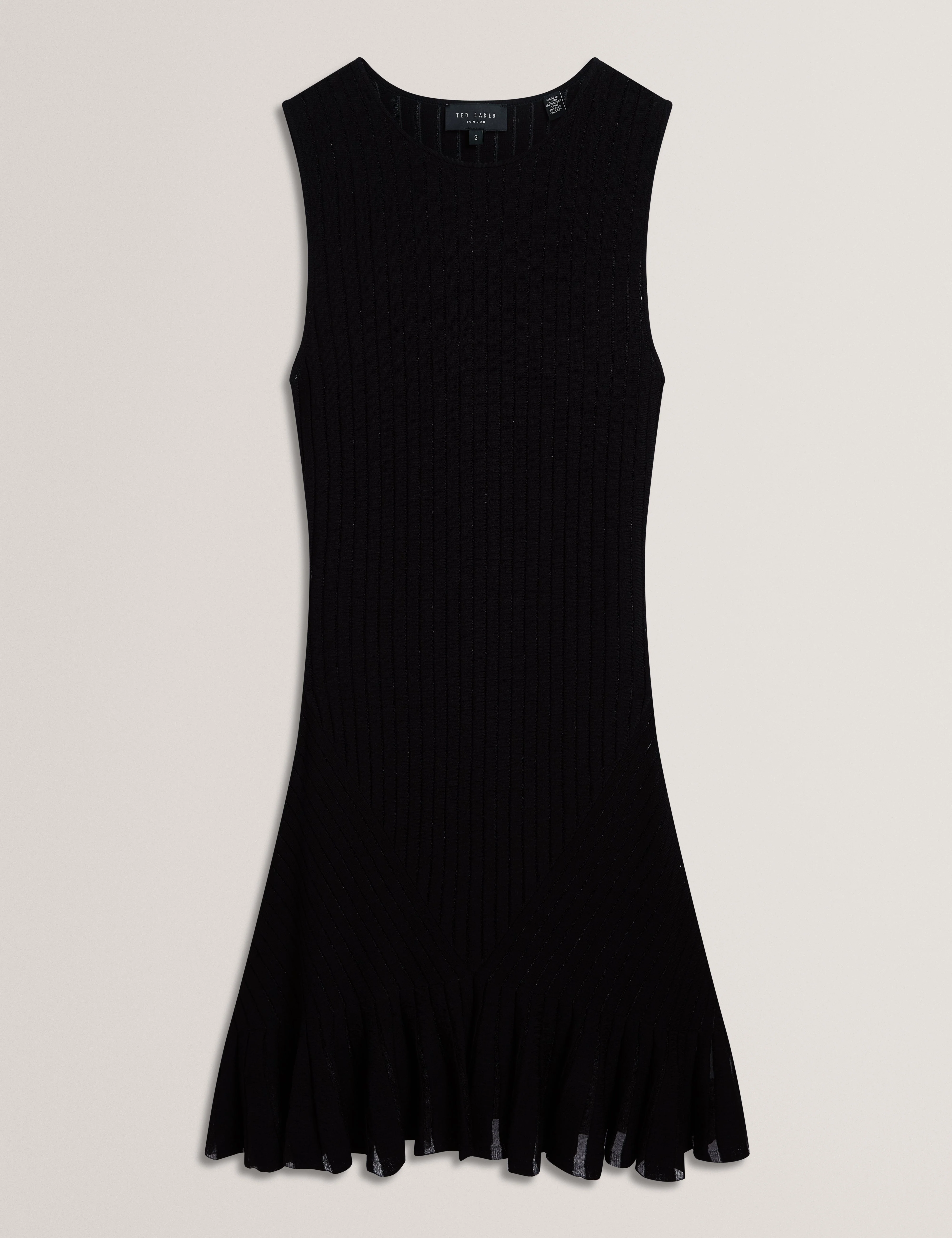 Iriel Stitch Detail Knitted Mini Dress Black - Image 7