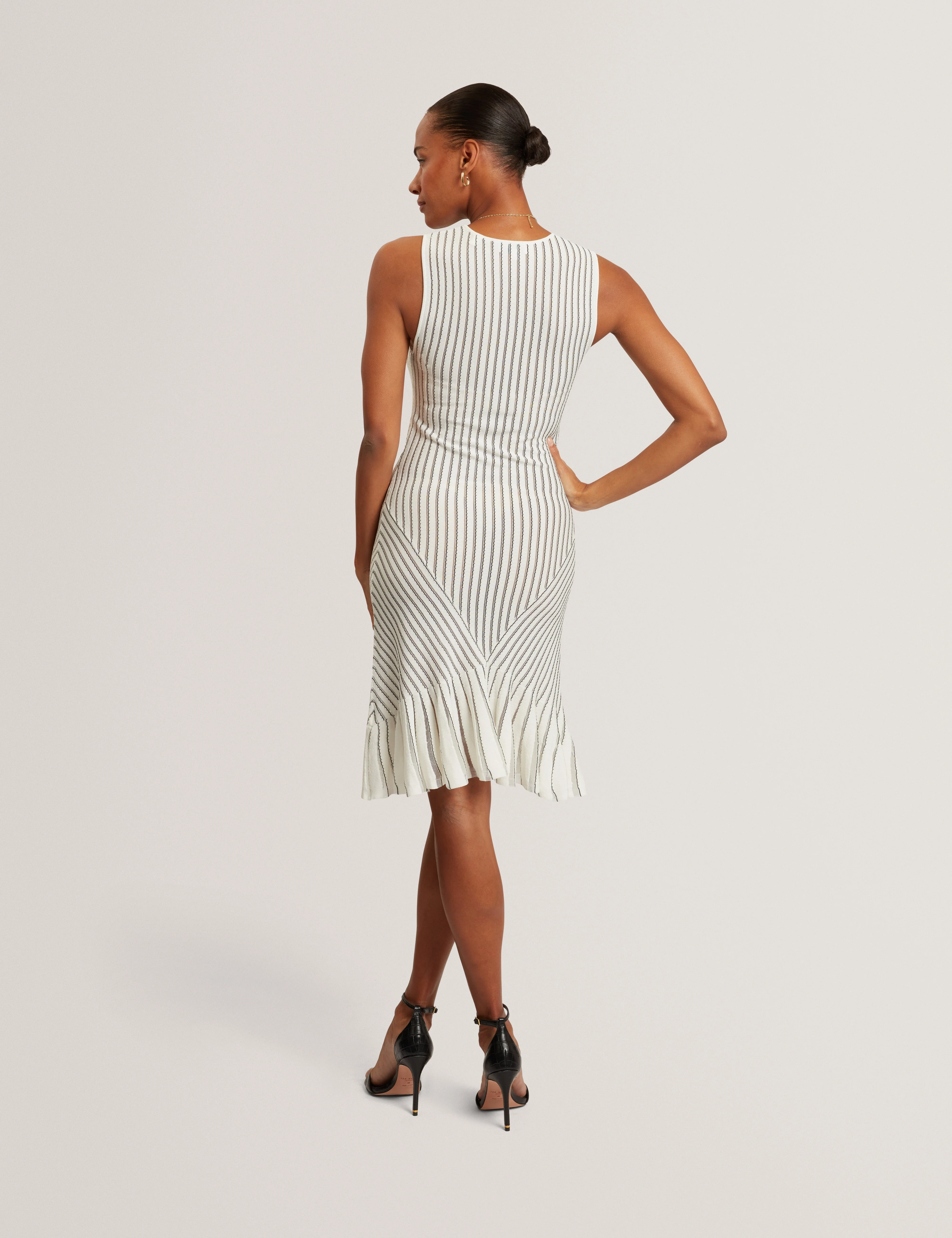 Iriel Stitch Detail Knitted Mini Dress Ivory - Image 5