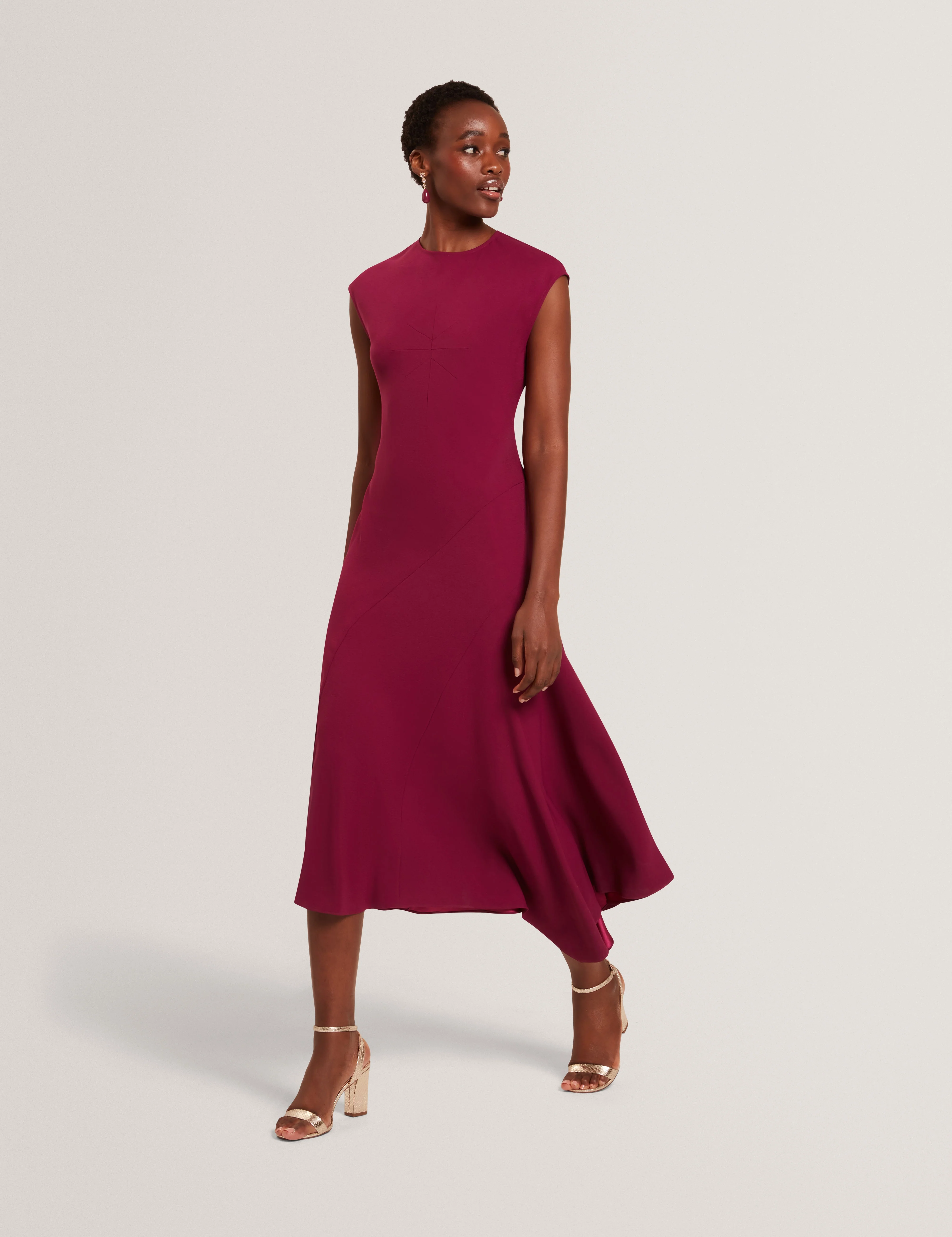 Isparta Sleeveless Asymmetric Midi Dress Dp-Purple - Image 3