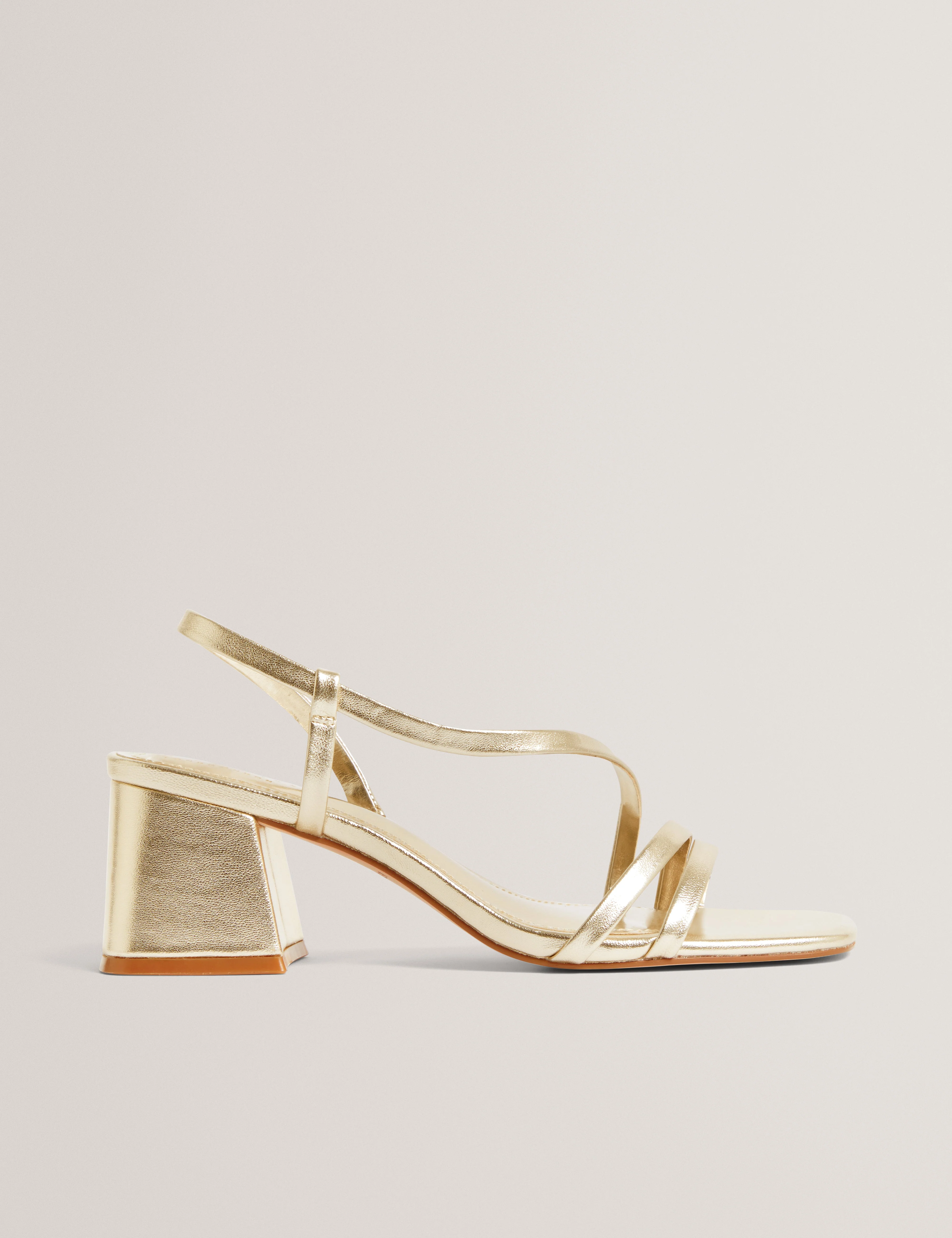 Izabeel Strappy Block Heel Gold