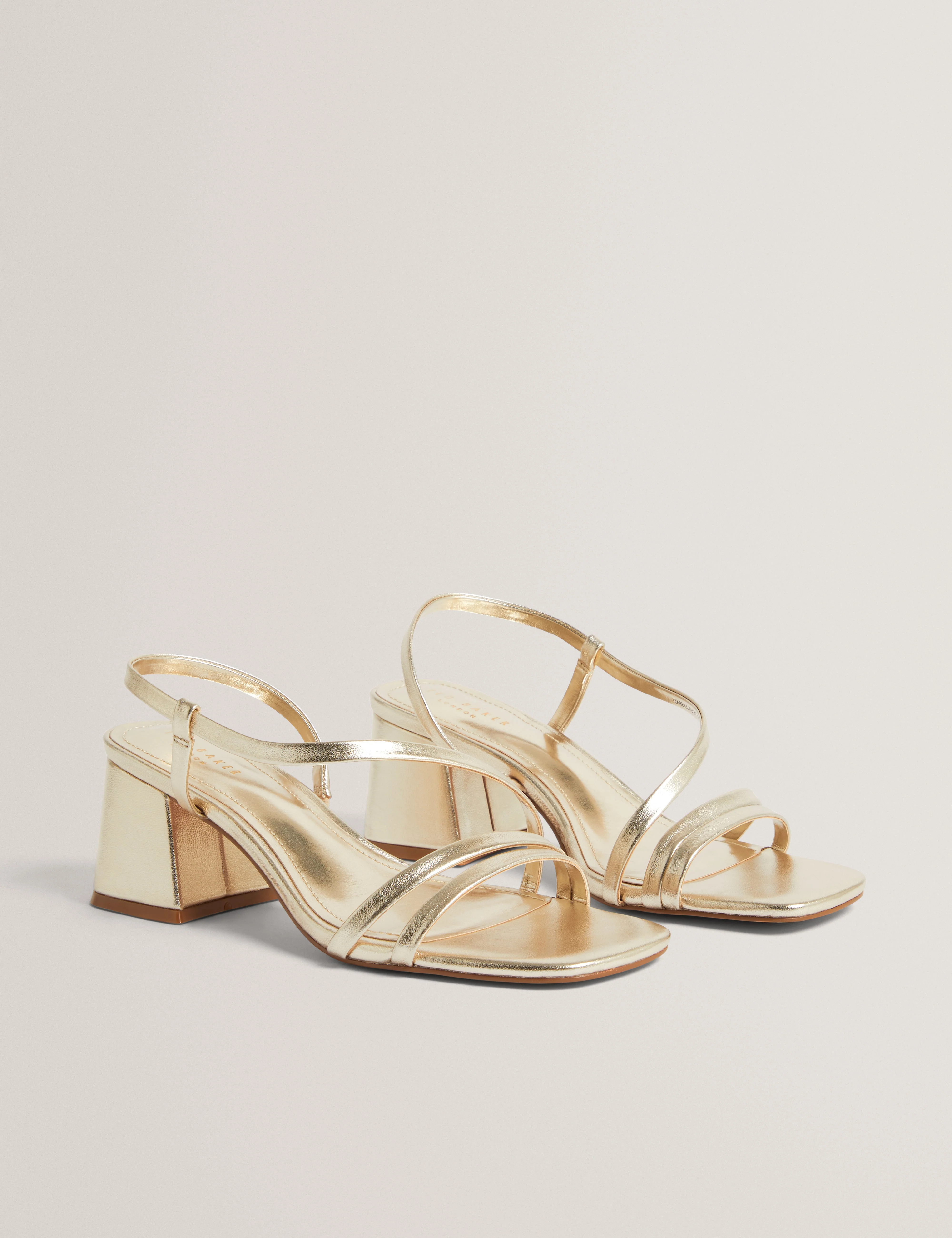 Izabeel Strappy Block Heel Gold - Image 3