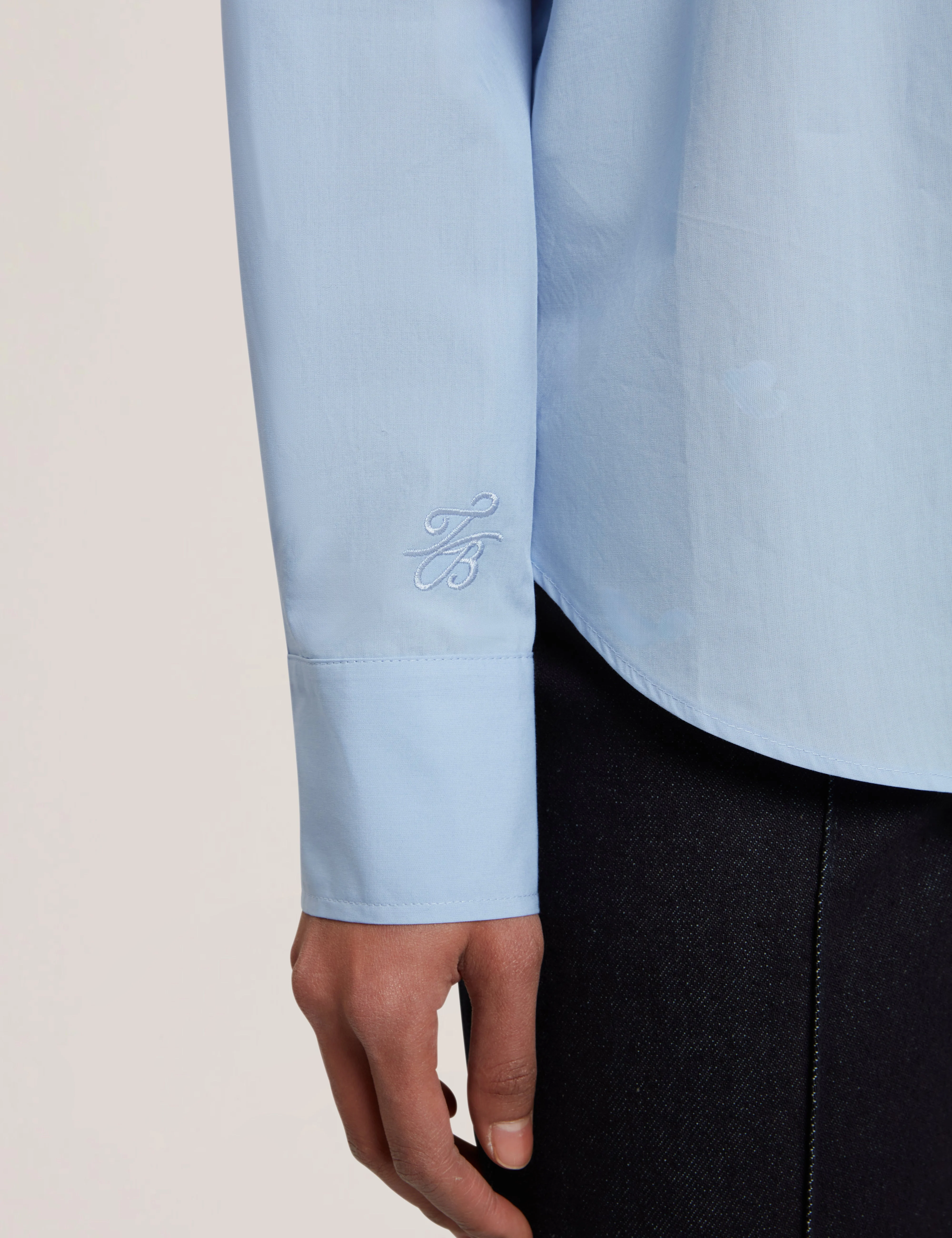 Izote Oversized Drop Shoulder Bib Detail Shirt Lt-Blue - Image 4