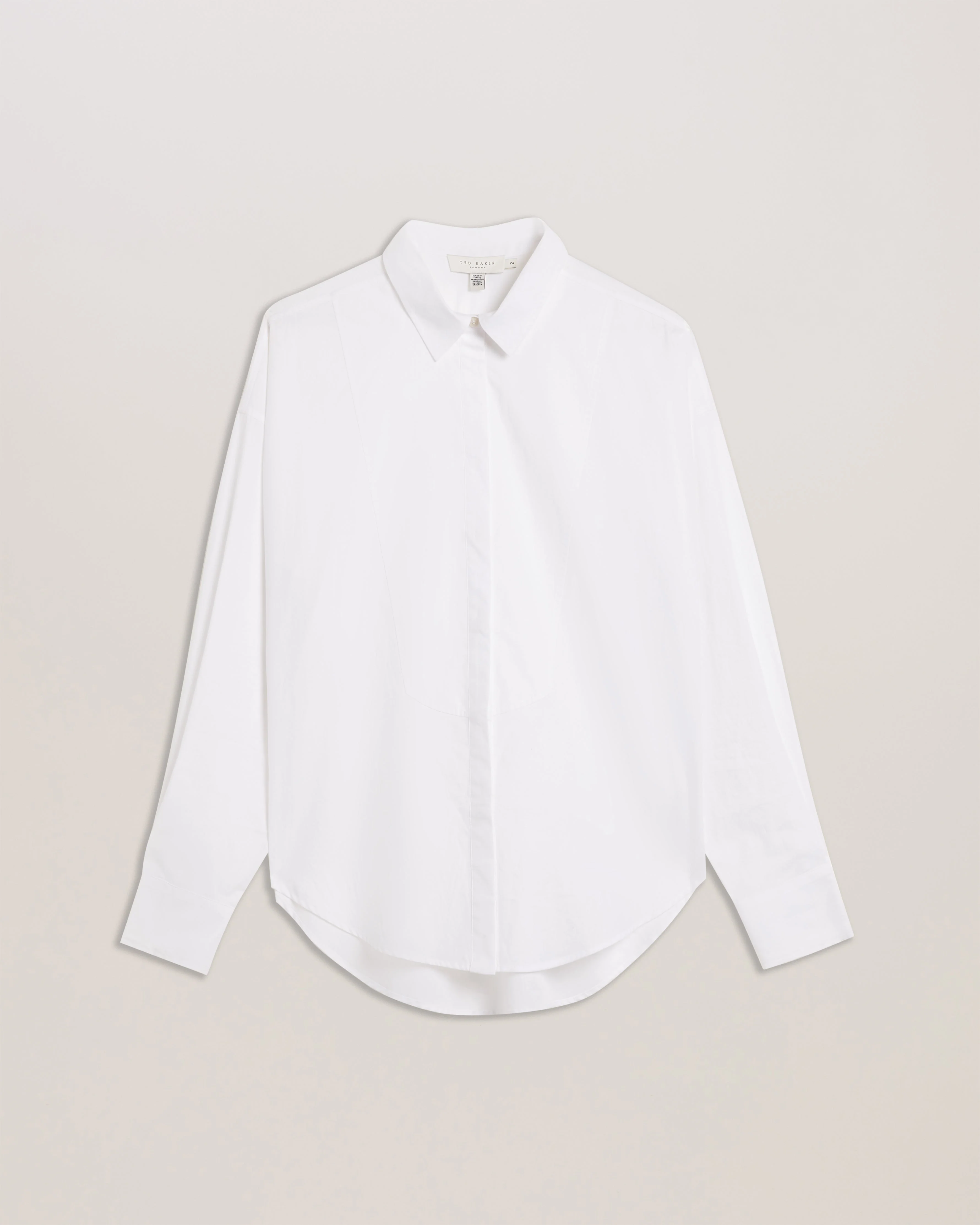 Izote Oversized Drop Shoulder Bib Detail Shirt White - Image 7