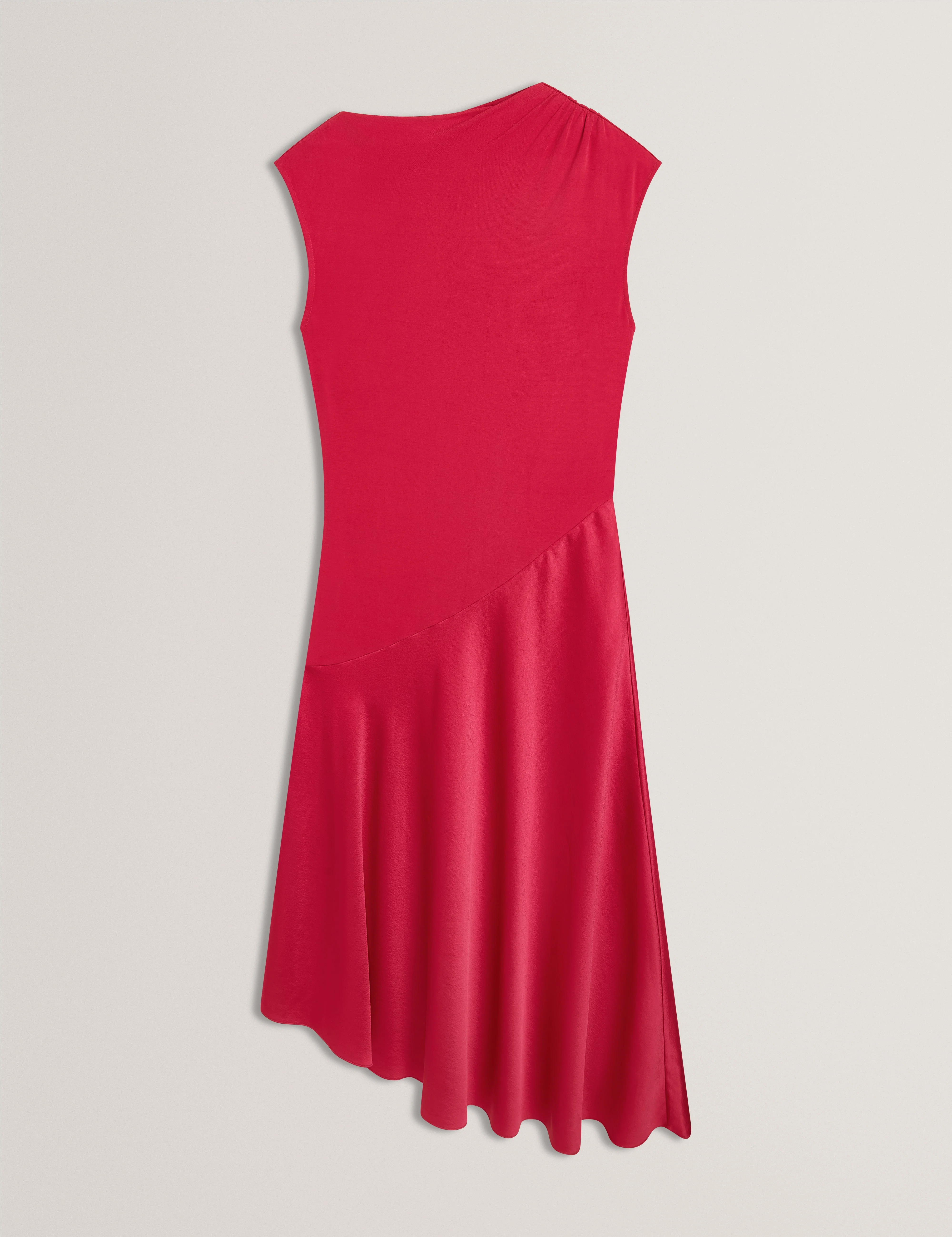 Jaspara Drape Neck Midi Dress With Satin Skirt Brt-Pink - Image 7