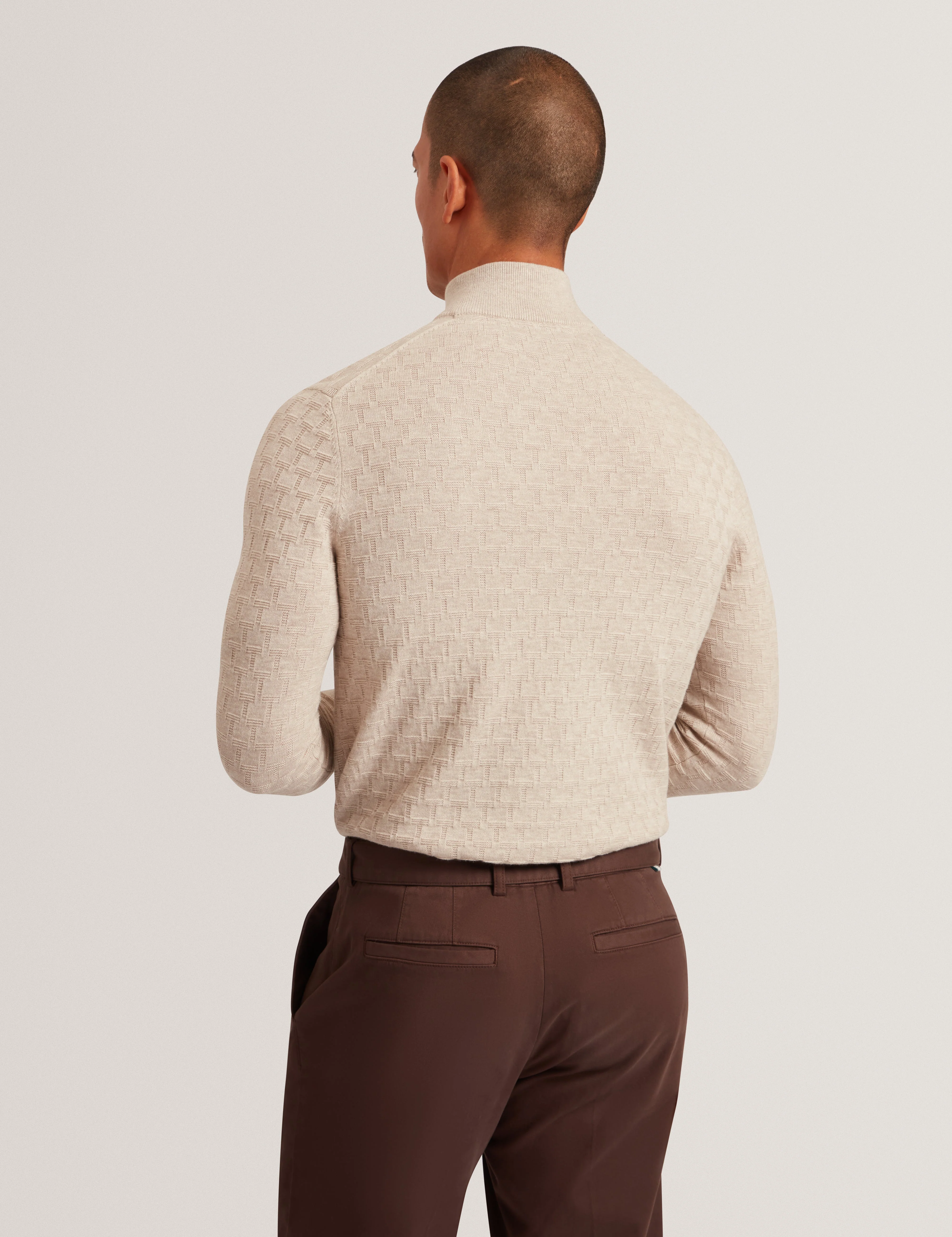 Jeremee T Stitch Half Zip Natural - Image 5