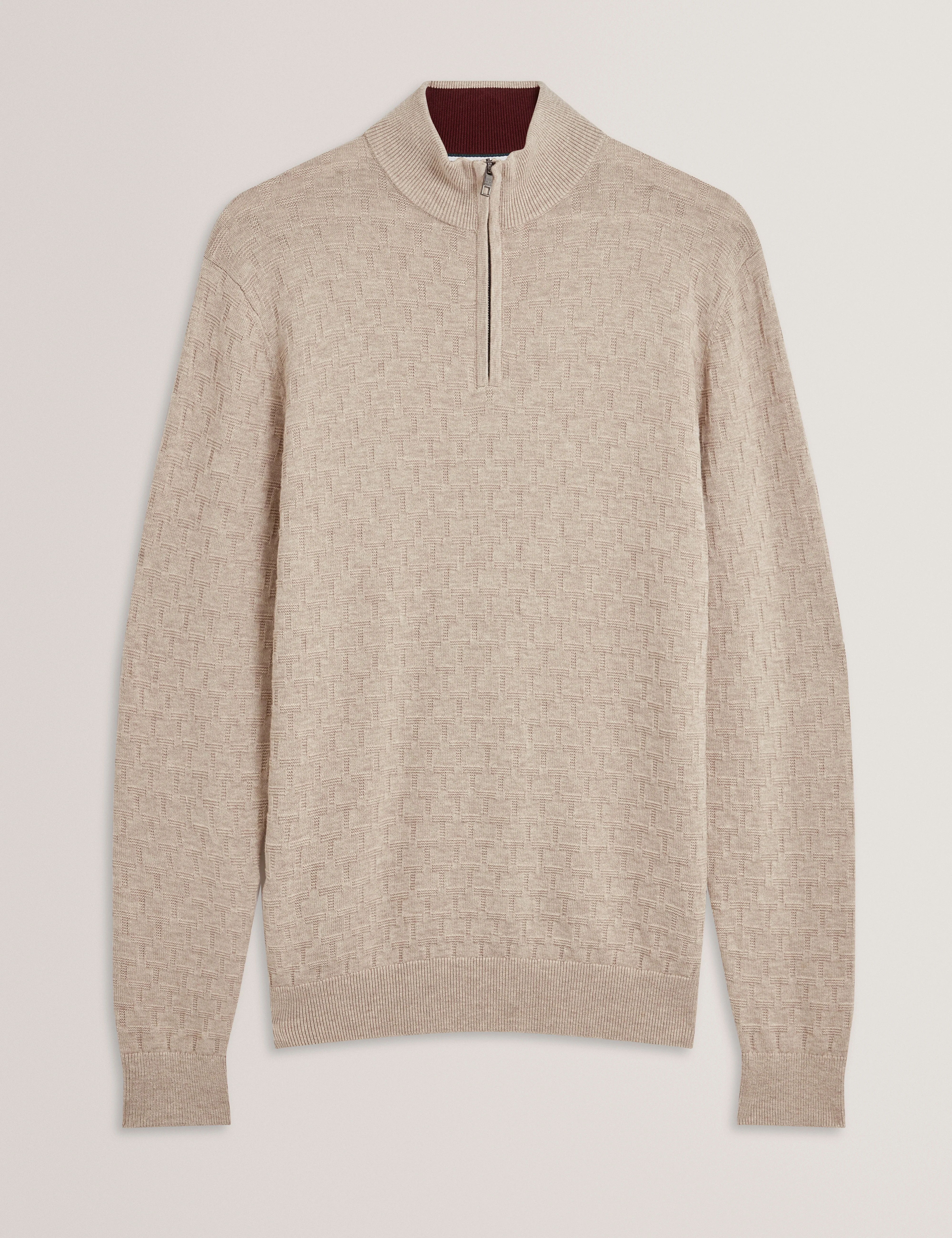 Jeremee T Stitch Half Zip Natural - Image 7