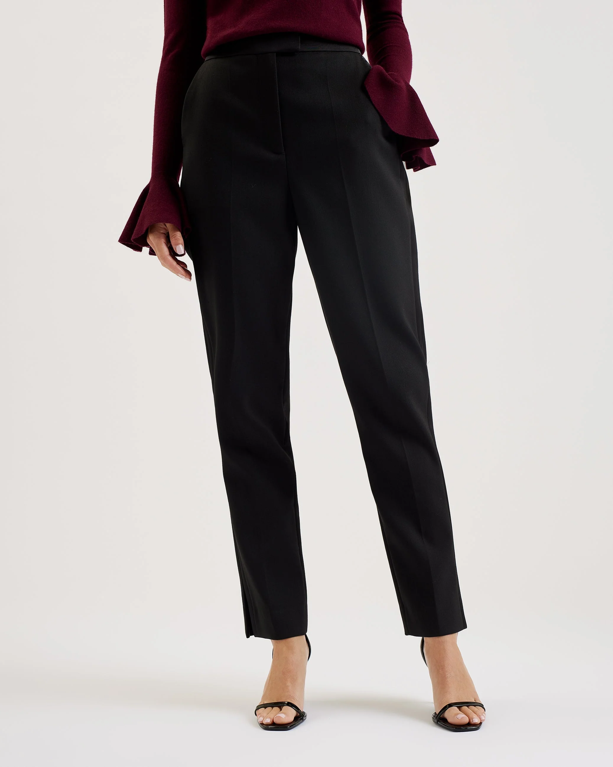 Jingut Contrast Satin Tailored Tapered Trouser Black - Image 2