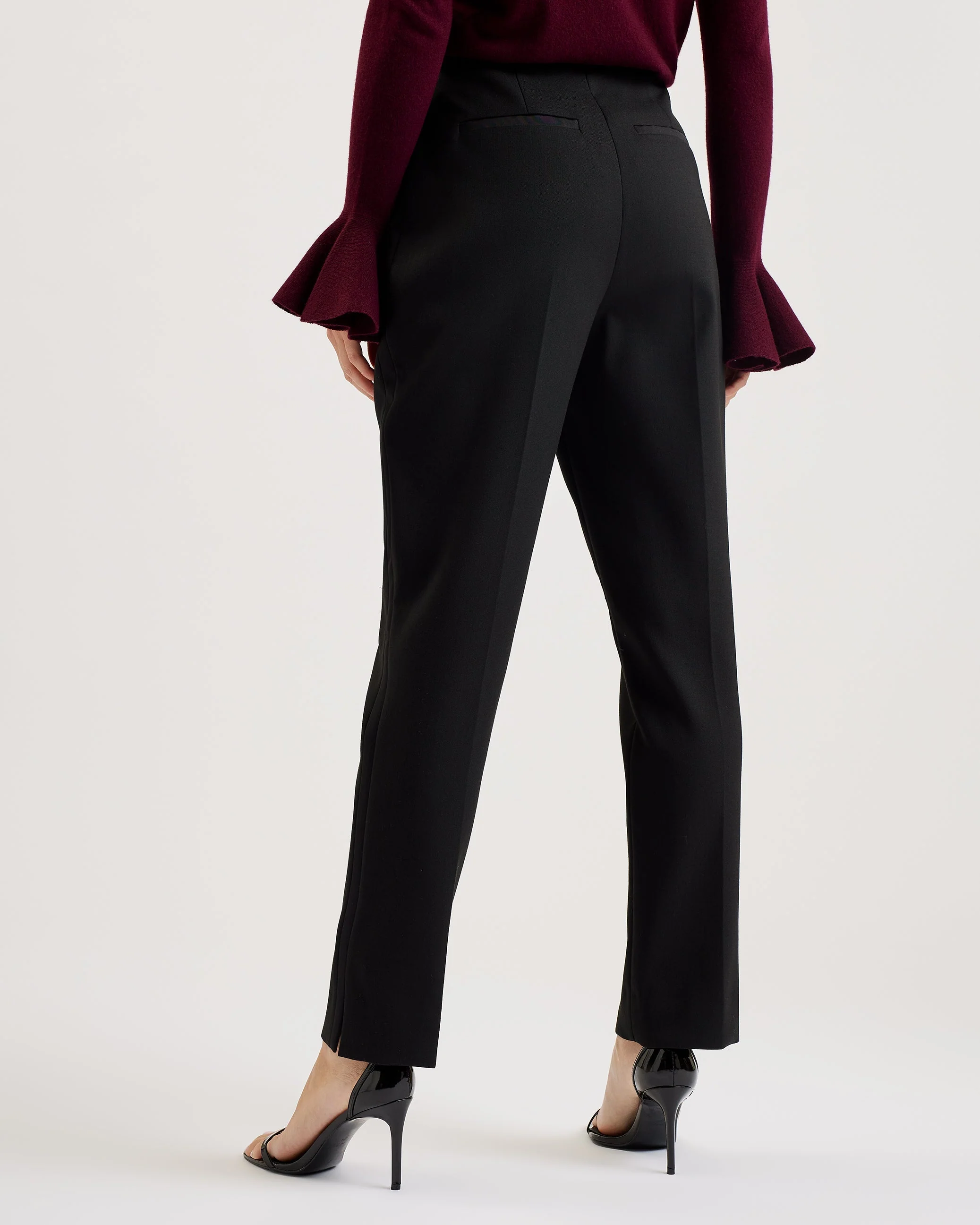 Jingut Contrast Satin Tailored Tapered Trouser Black - Image 4