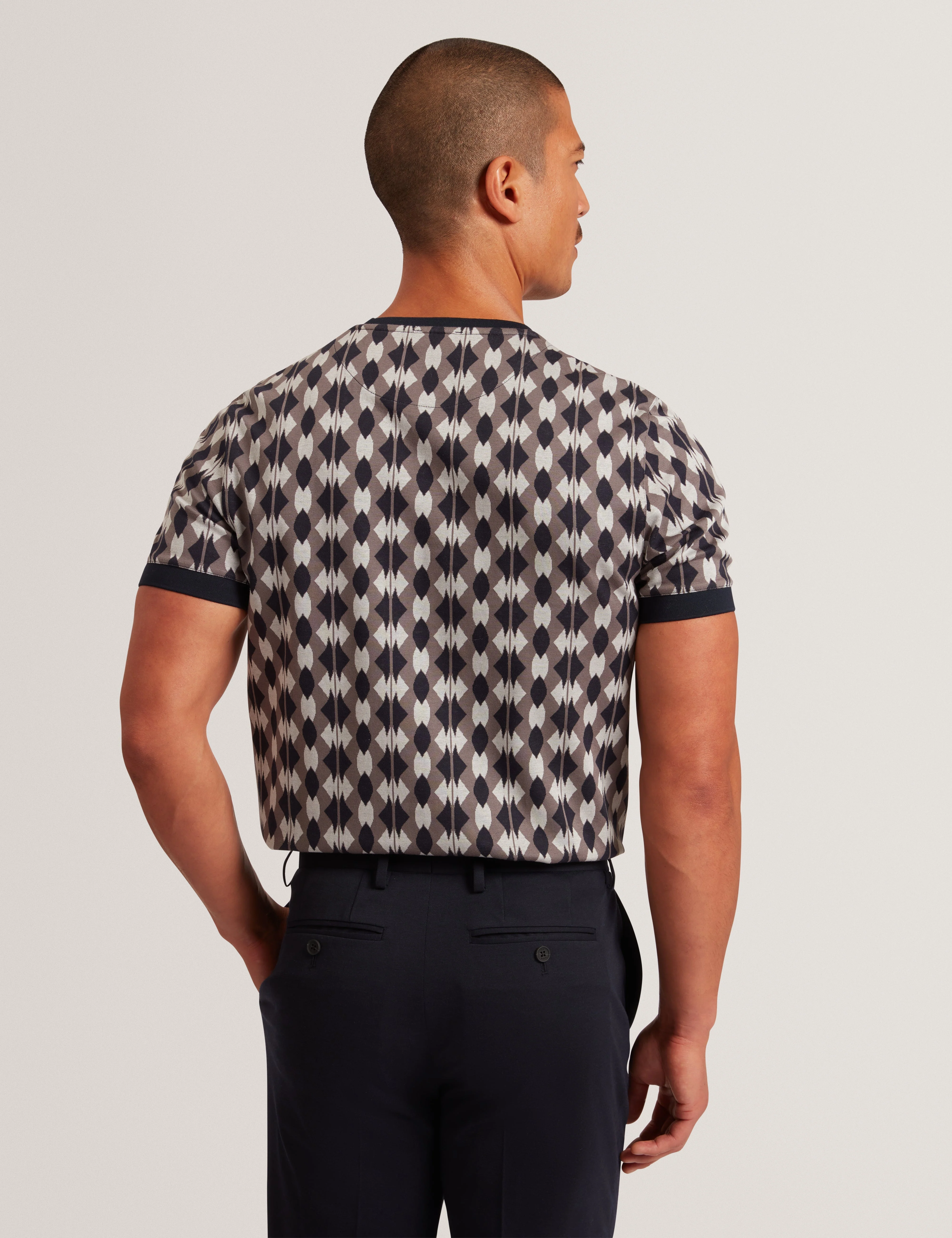 Joaa Ss Geo Jacquard T-Shirt Navy - Image 5