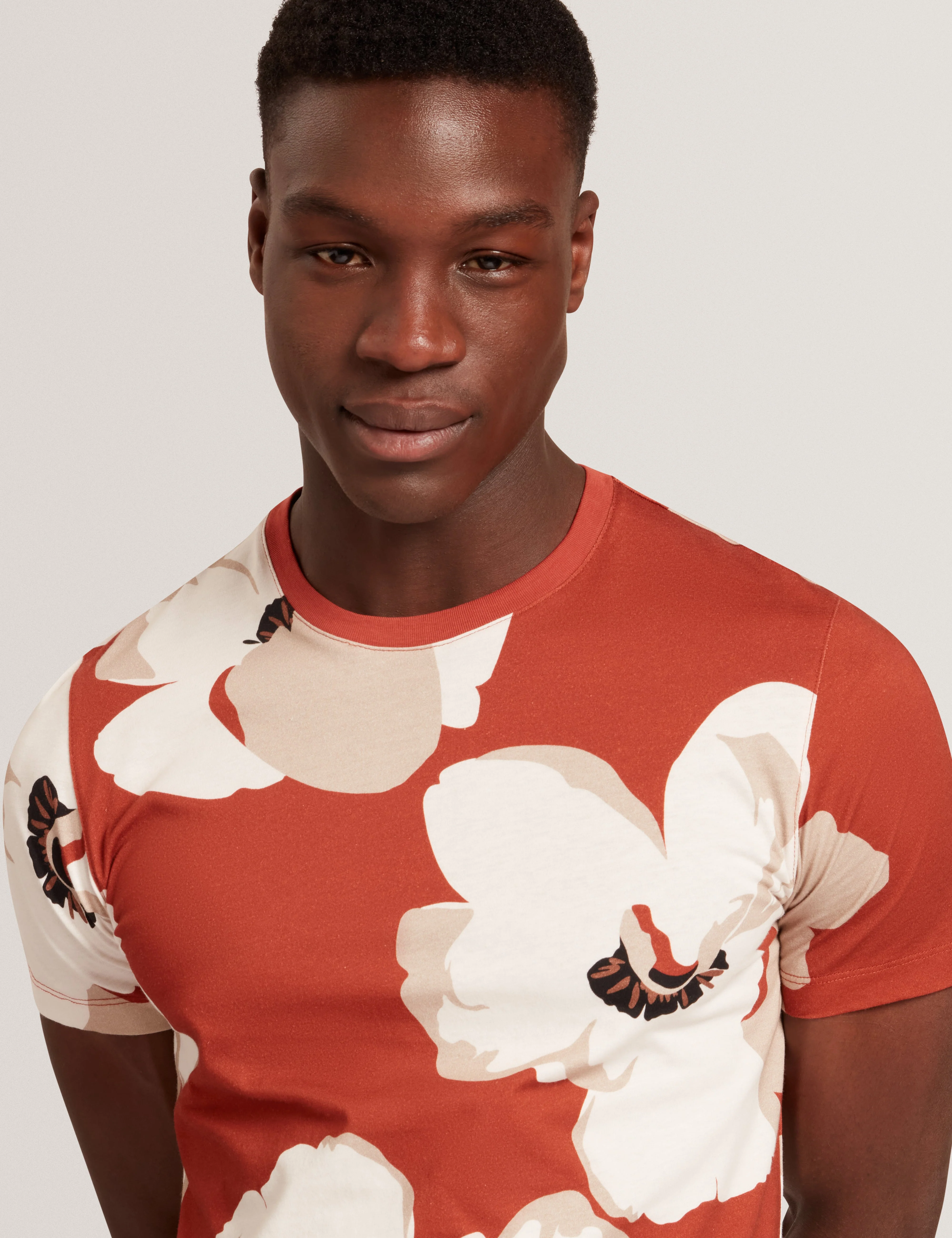 Kathan Short Sleeve Floral Print T Shirt Dk-Orange - Image 4