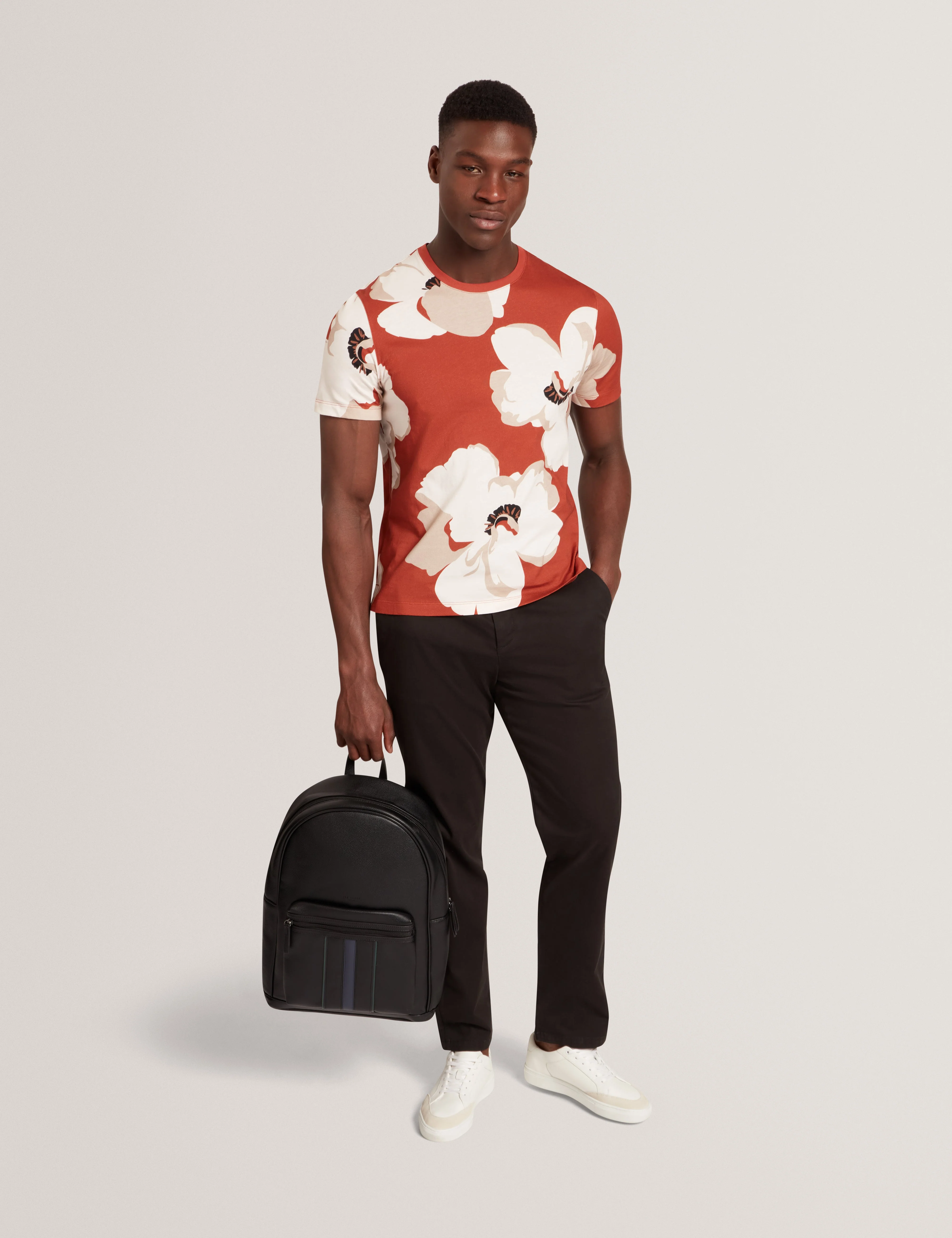Kathan Short Sleeve Floral Print T Shirt Dk-Orange - Image 7