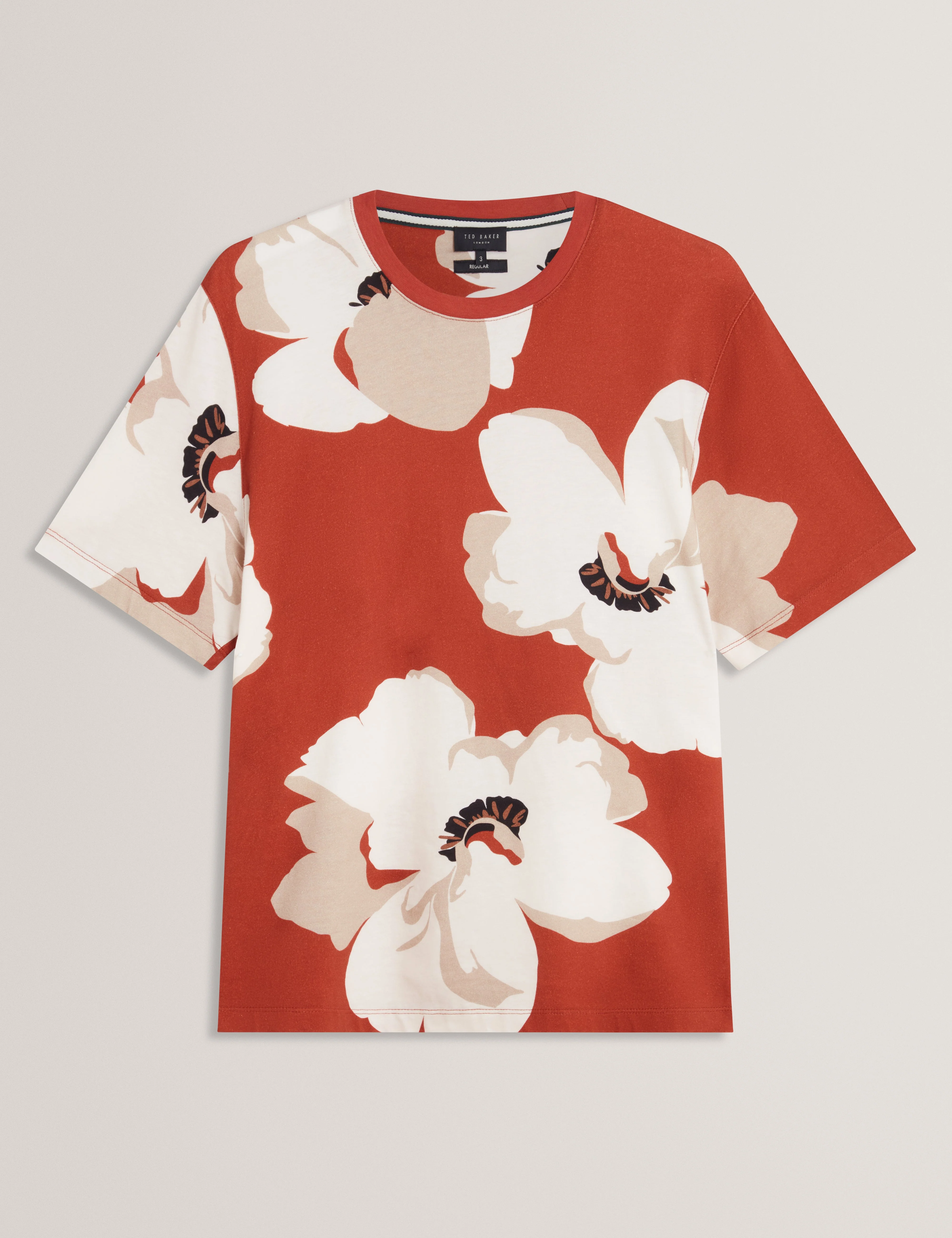Kathan Short Sleeve Floral Print T Shirt Dk-Orange - Image 8