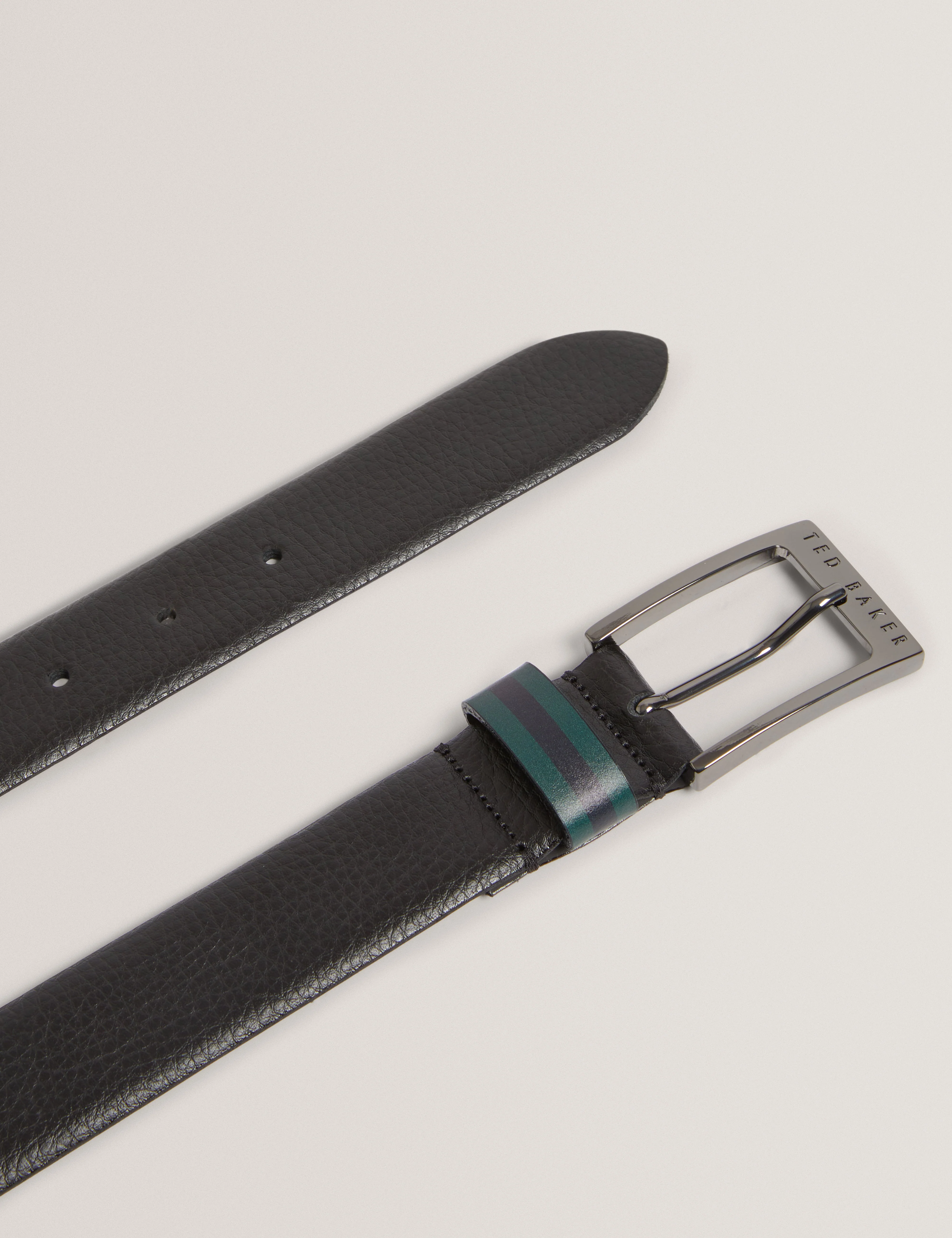Kendon Stripe Leather Belt Black - Image 2
