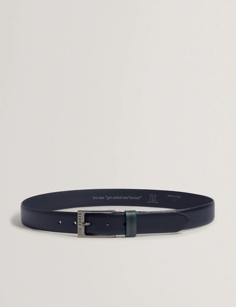 Kendon Stripe Leather Belt Navy
