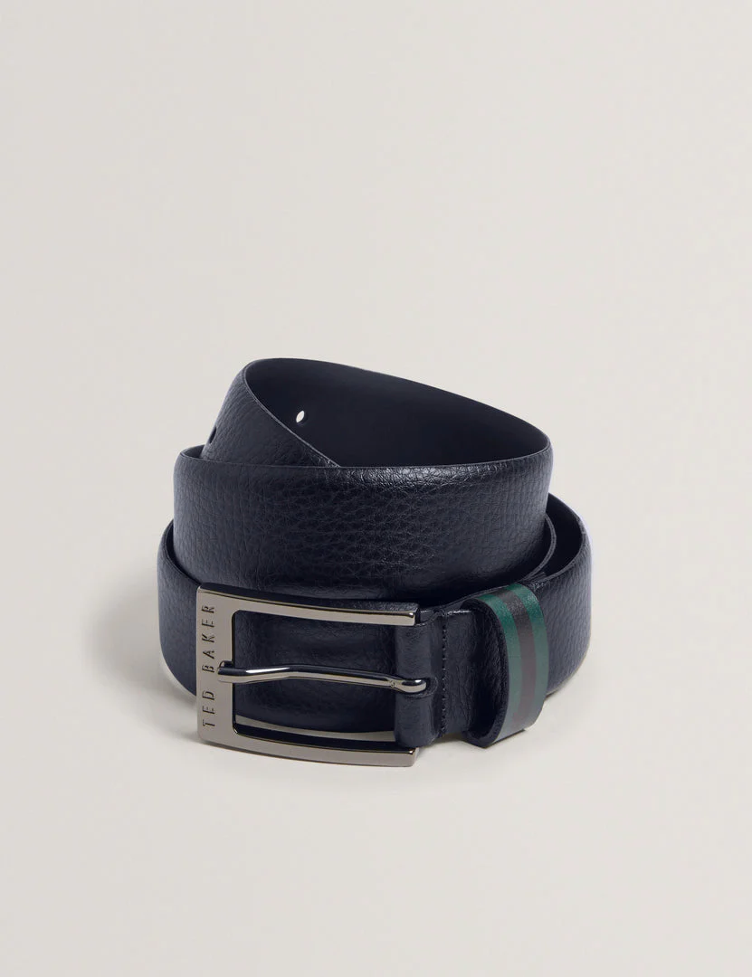 Kendon Stripe Leather Belt Navy - Image 2
