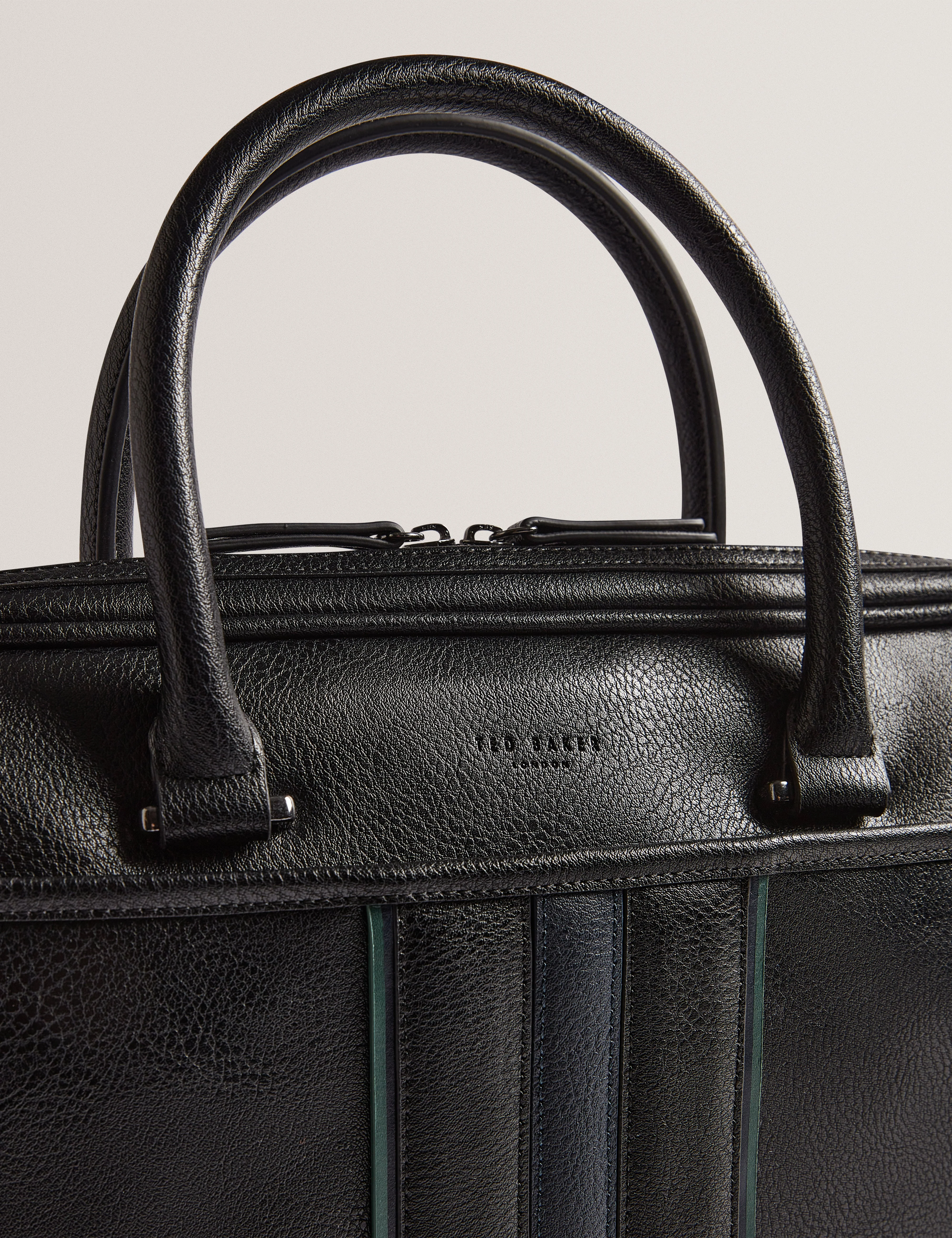 Kenriik Stripe Pu Document Bag Black - Image 2