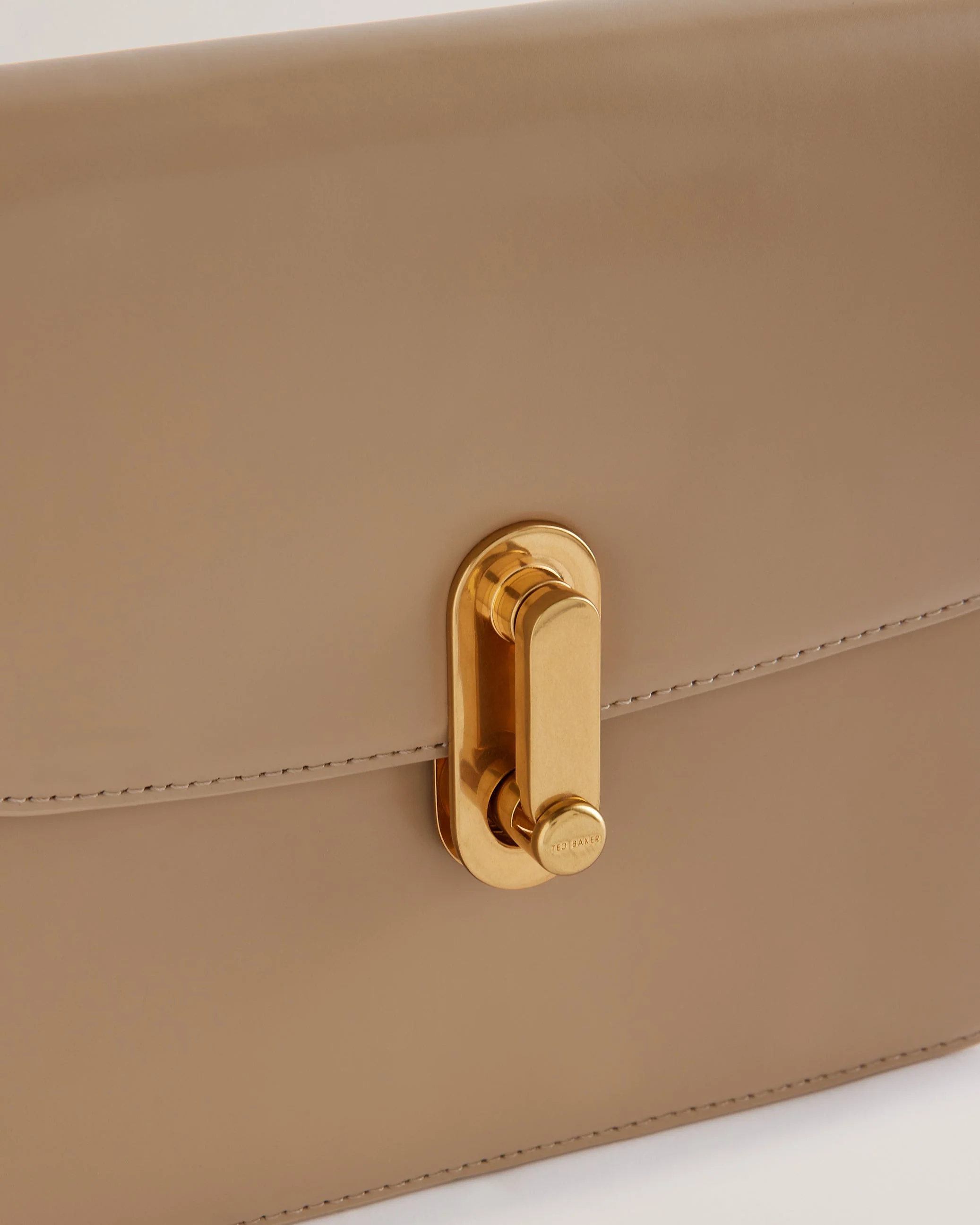 Kkayli Polished Leather Satchel Bag Taupe - Image 3