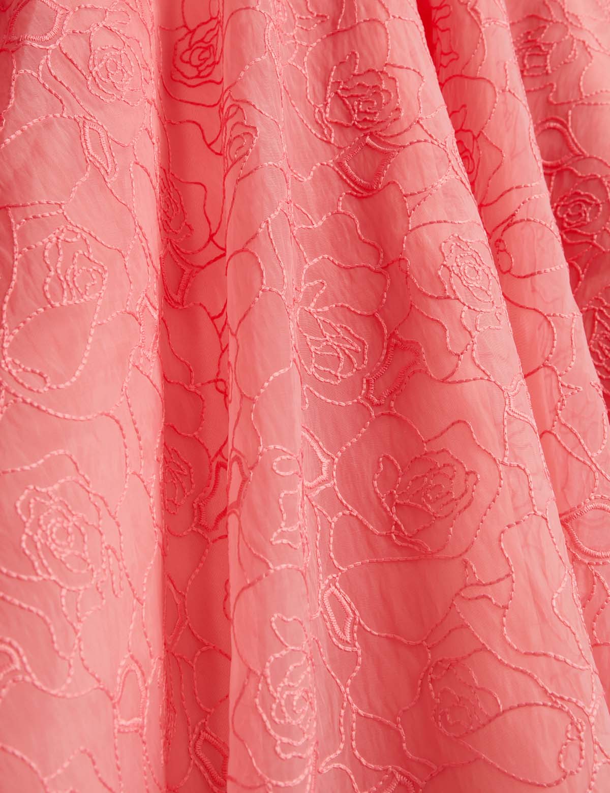 Krizie Embroidered Organza Midi Skirt Coral - Image 3