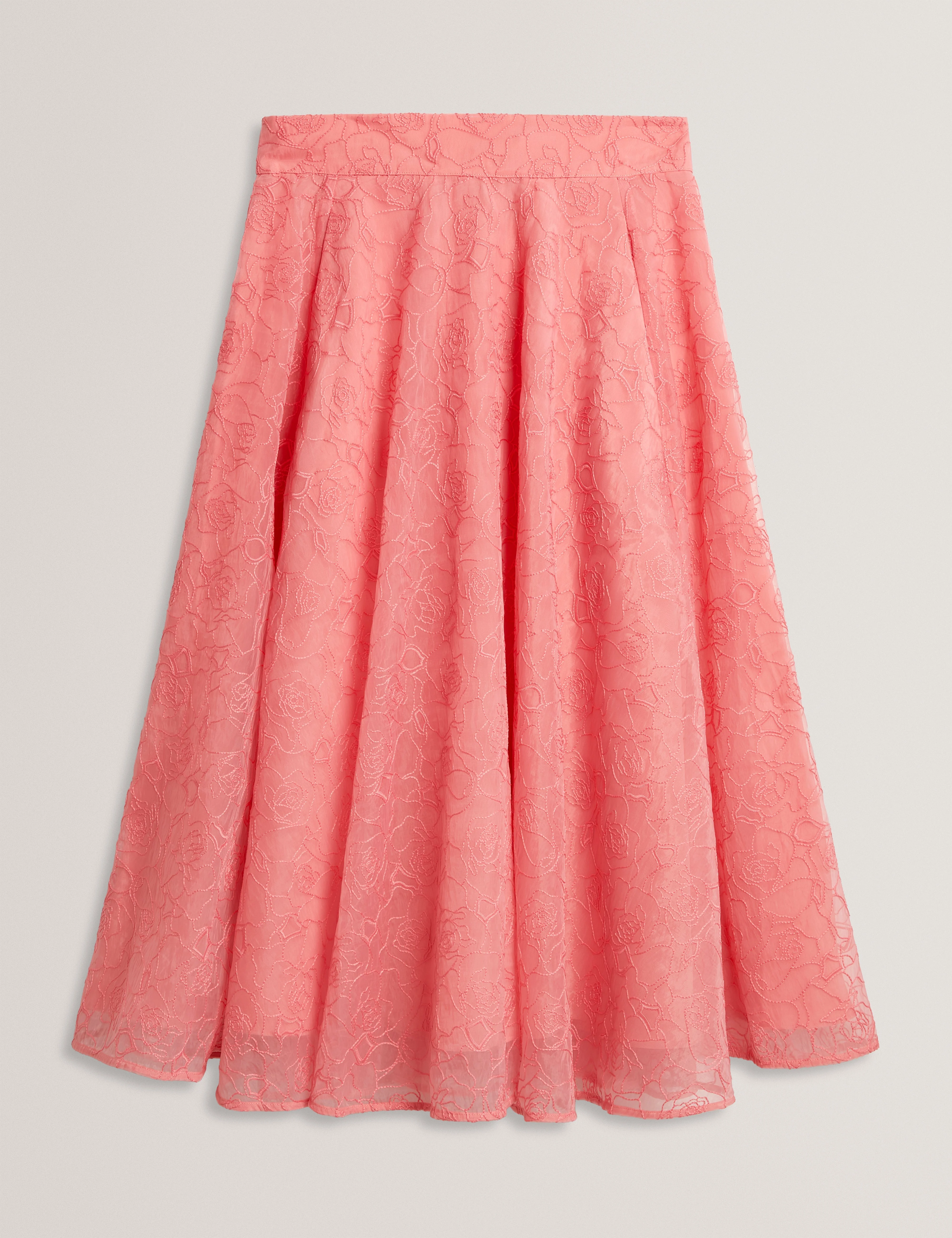 Krizie Embroidered Organza Midi Skirt Coral - Image 6