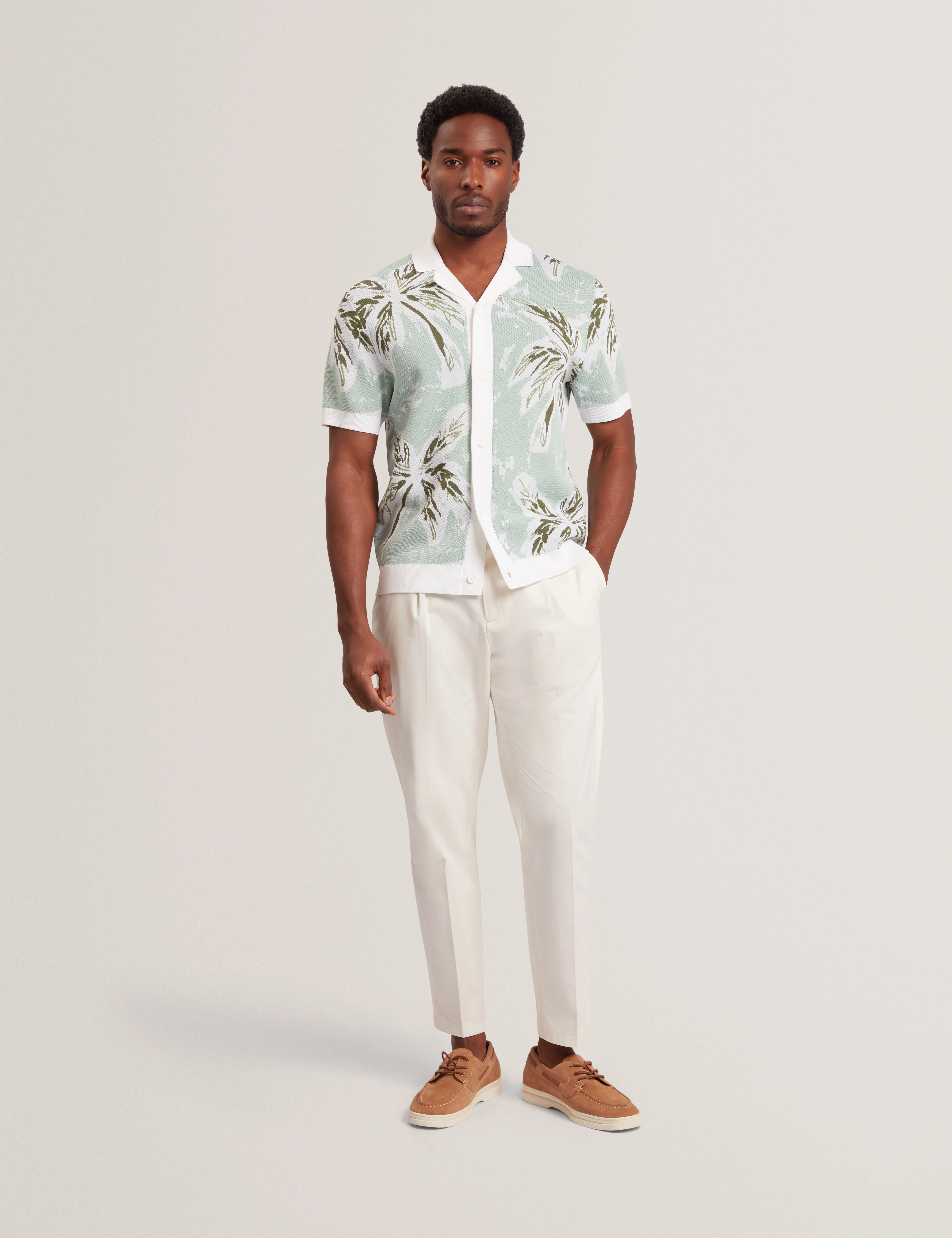 Kyes Short Sleeve Knitted Leaf Shirt Lt-Green - Image 3