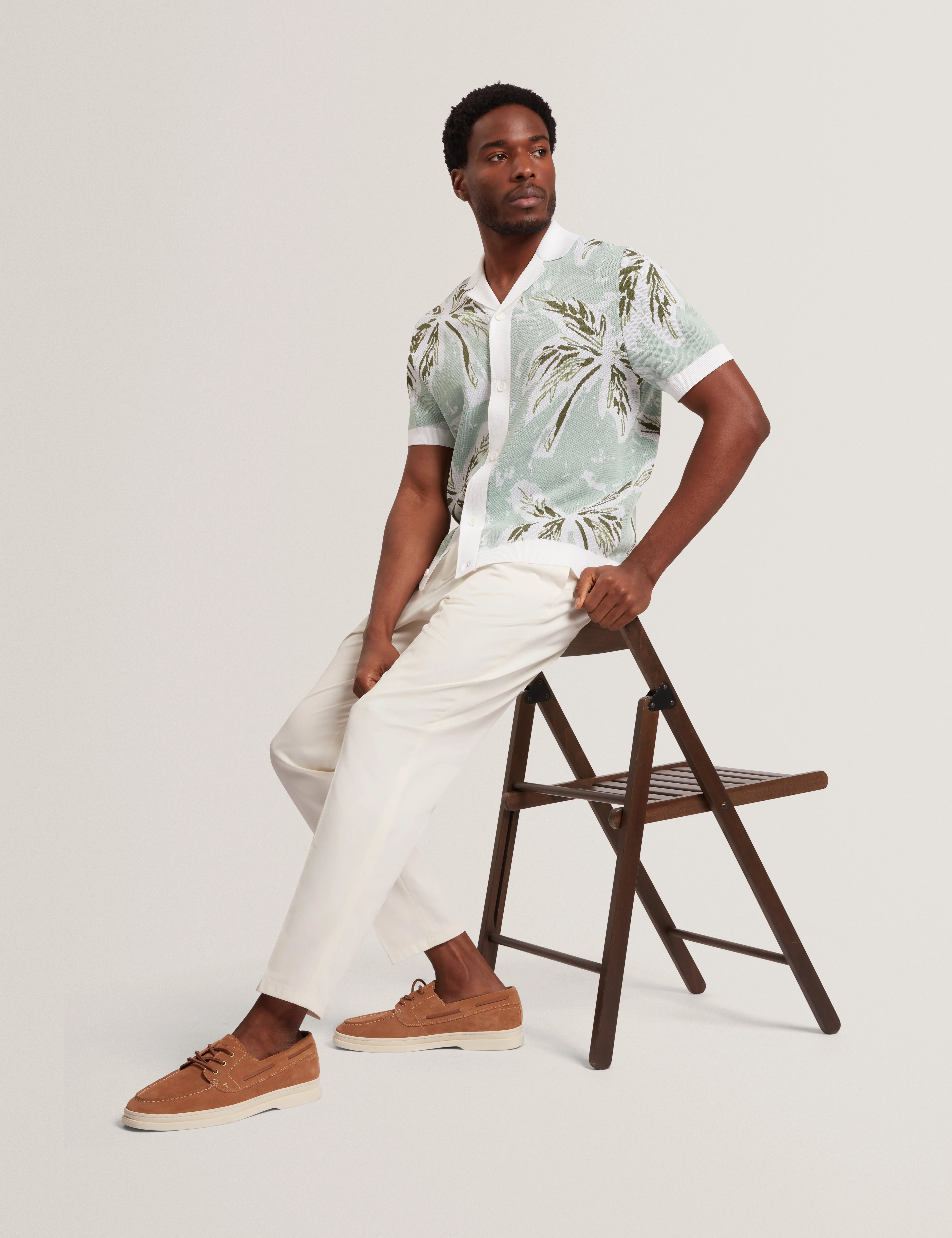 Kyes Short Sleeve Knitted Leaf Shirt Lt-Green - Image 7