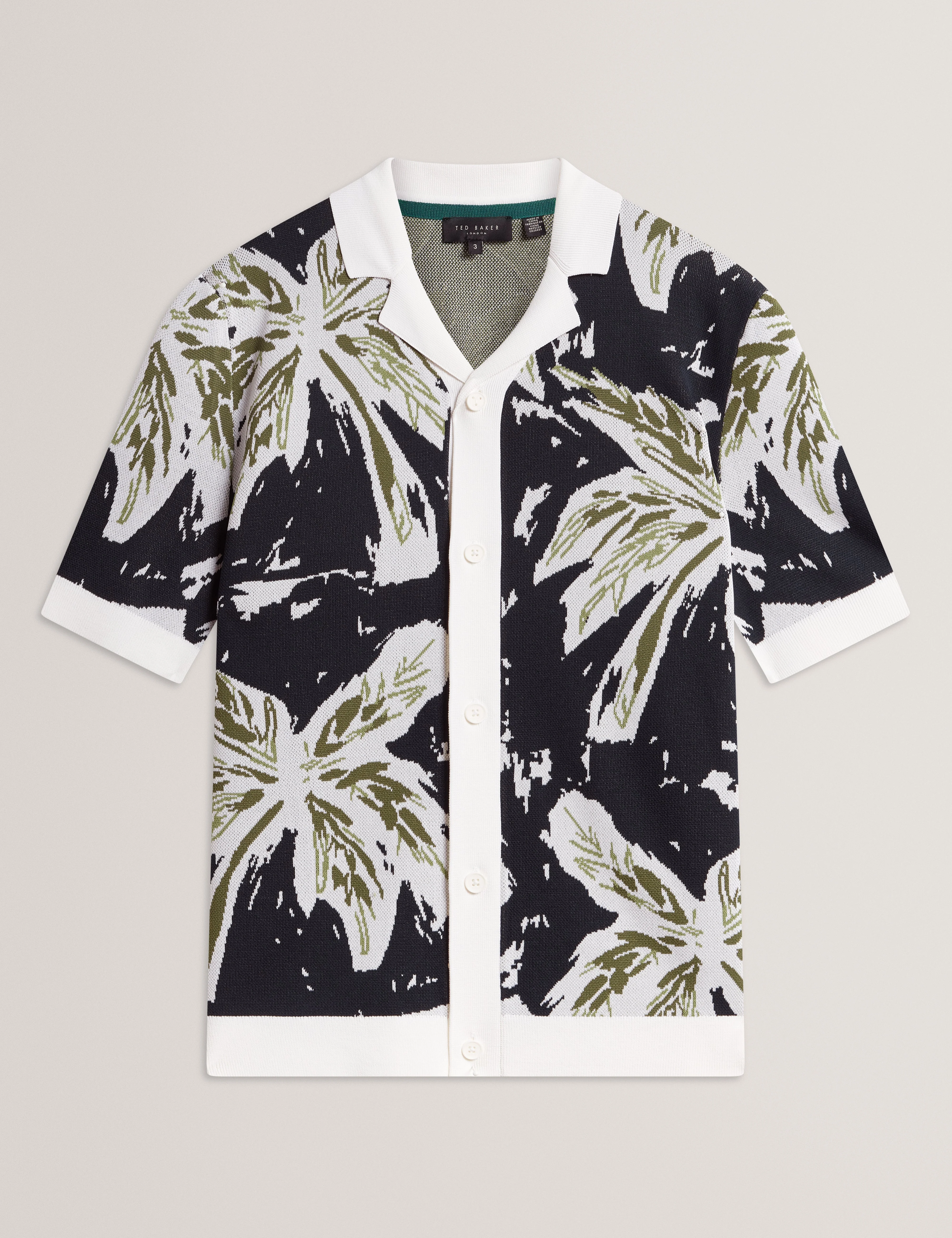 Kyes Short Sleeve Knitted Leaf Shirt Navy - Image 7